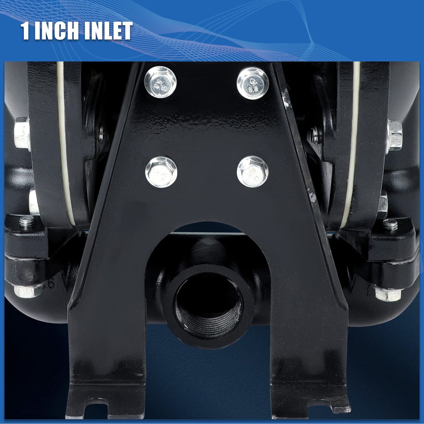 Dollate Air Operated Double Diaphragm Pump QBY4-25L 1 inch Outlet 35 GPM Pneumatic Transfer Max 120 PSI Industrial Use Chemical Waste Oil Dual Dissepiment Nitrile Fluorine Rubber by Cast Iron