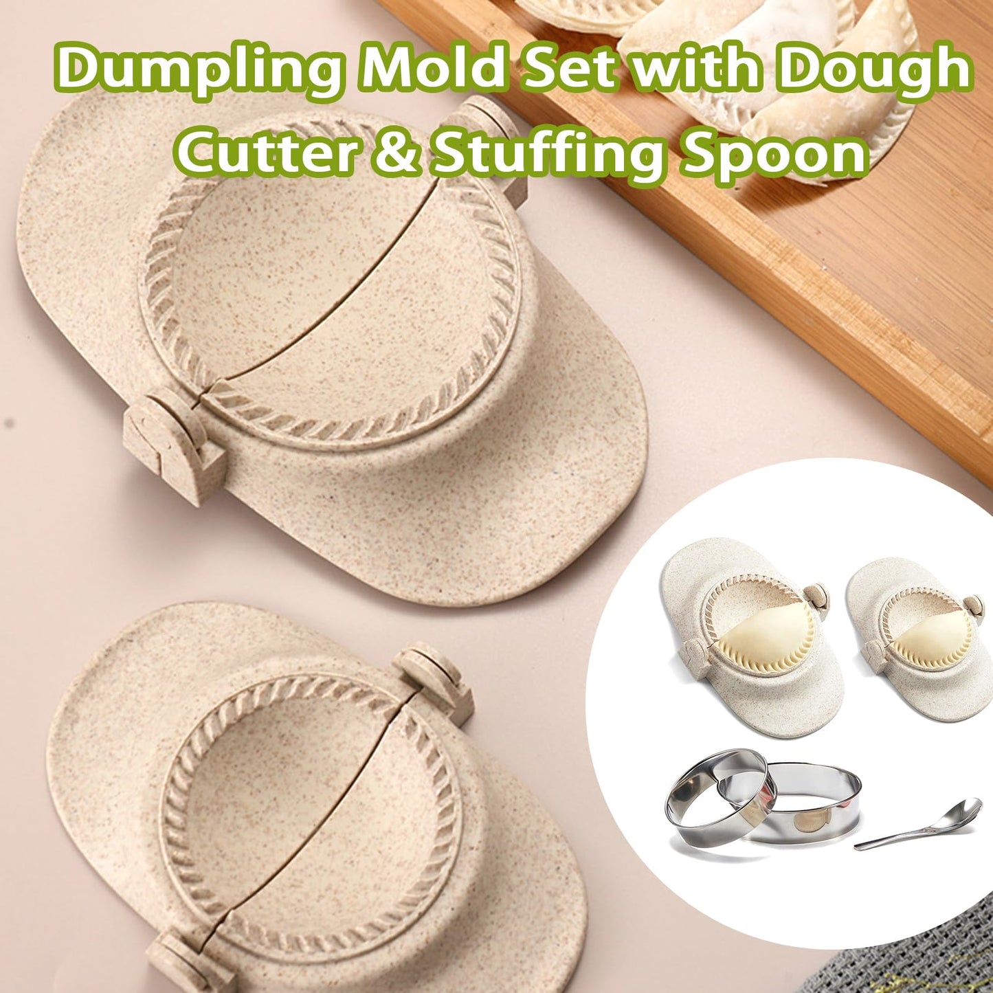Empanada Maker Press & Dumpling Maker Set - 2 Sizes (4" + 3") Non-Stick for Empanada, Pierogi, Pastelitos, Calzone, Turnovers, Ravioli, Gyoza - Kitchen Tools with Easy Release Design