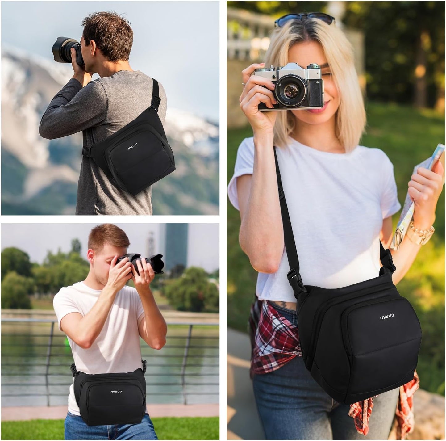 MOSISO Camera Bag, Camera Sling Bag for Photographers, Double Layers Camera Shoulder Bags for DSLR/SLR/Mirrorless