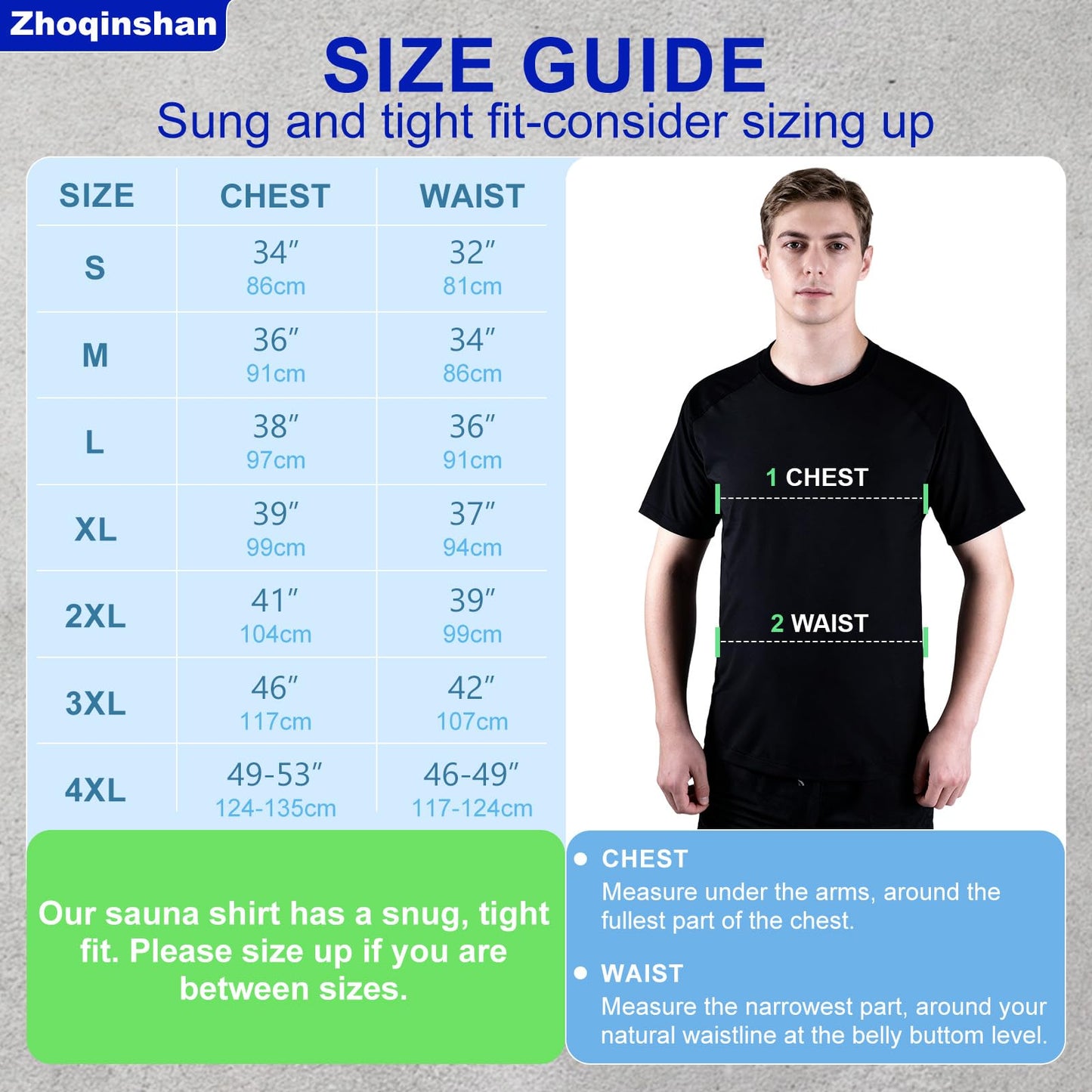 Zhoqinshan Sauna Sweat Suits Shirt Workout Gym Exercise Waist Trainer for Men (black, XL)