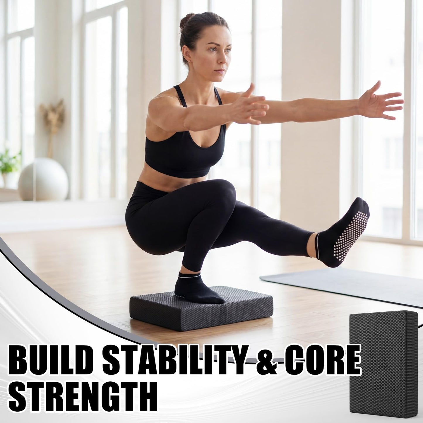 Thenshop 11 Pcs Exercise Balance Pad and Yoga Kits for Home Workouts with Resistance Bands, Yoga Blocks, Stretch Strap, Massage Ball, Pilates Socks Fitness and Stability Training Physical Therapy