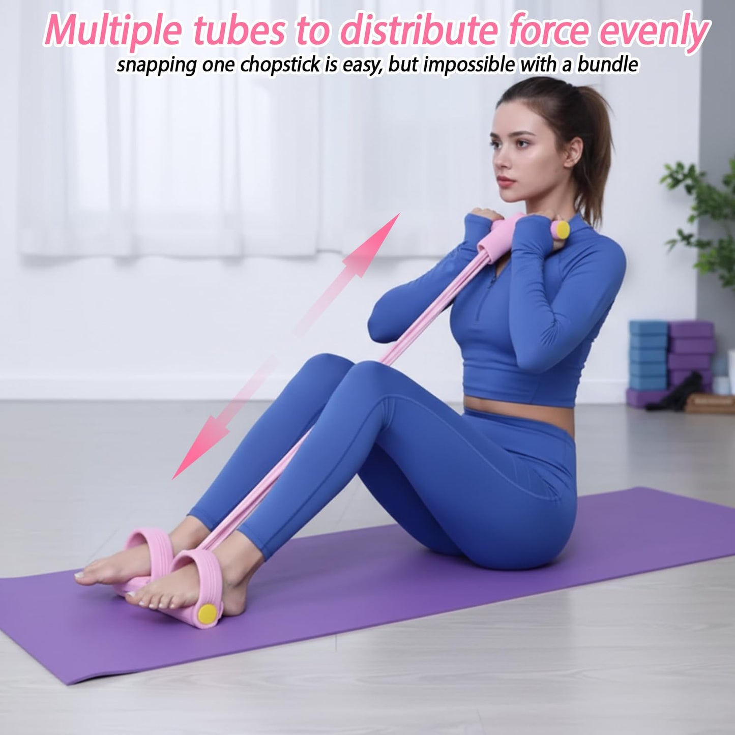 Pedal Resistance Band, Multifunction Pull Up Assistance Bands, 6 Tube Foot Pedal and Handles for Full Body Strength Training, Space-Saving Exercise Solution Home Workout Equipment