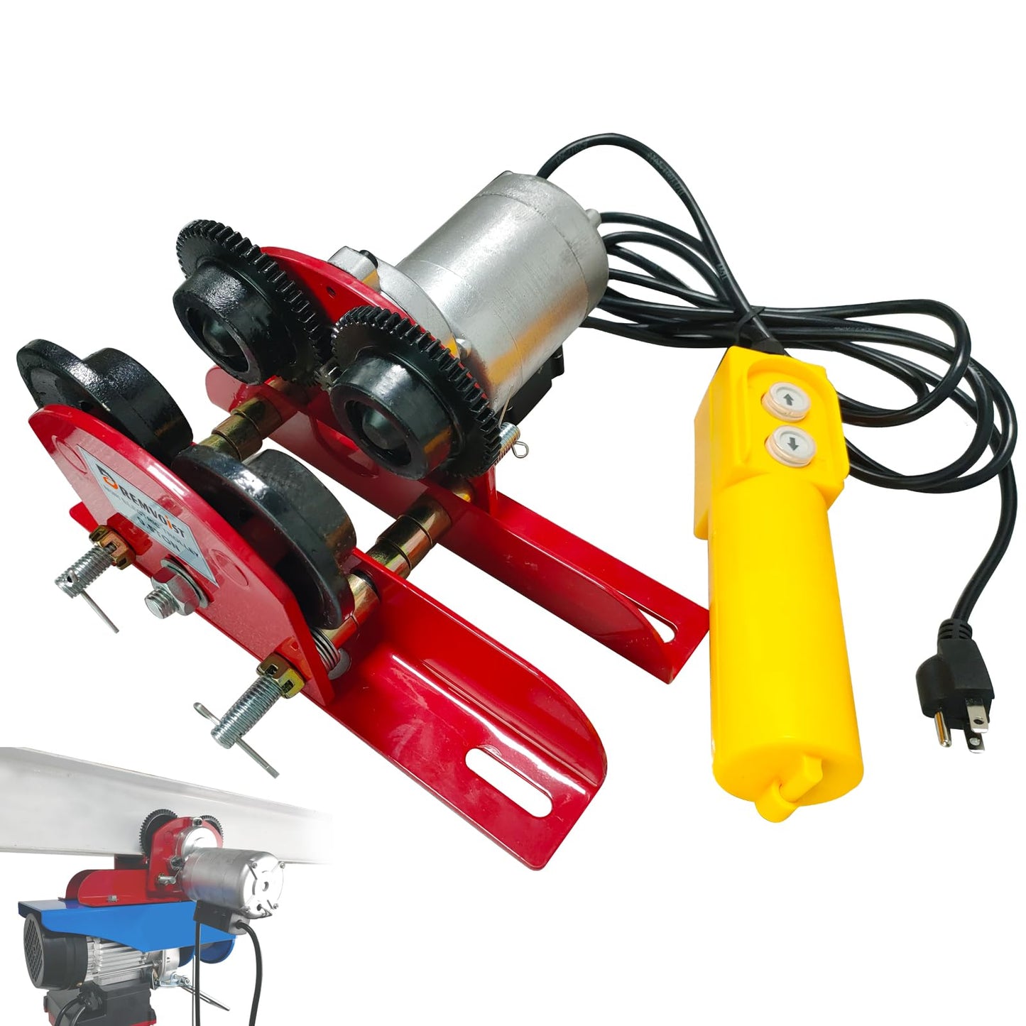 Dremvoist Electric Trolley for Power Hoist,Fit 2.68"-4.33" in I-Beam,0.5 Ton 1100 LBS Capacity,for PA200-PA500 Hoists Push Geared Overhead Crane Heavy Duty Wheels System,for Gantry Cranes,Warehouses