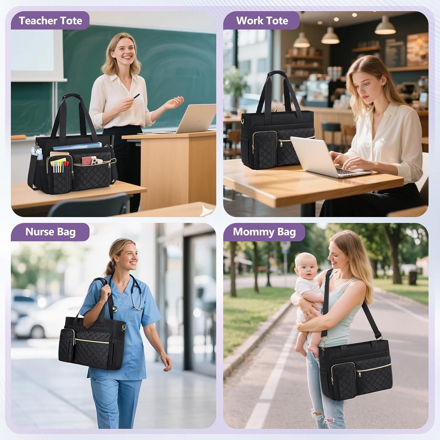SDYSM 15.6 inch Teacher Tote Bag Laptop Bag Work Bags for Women Nurse Tote Professional Computer Messenger Shoulder