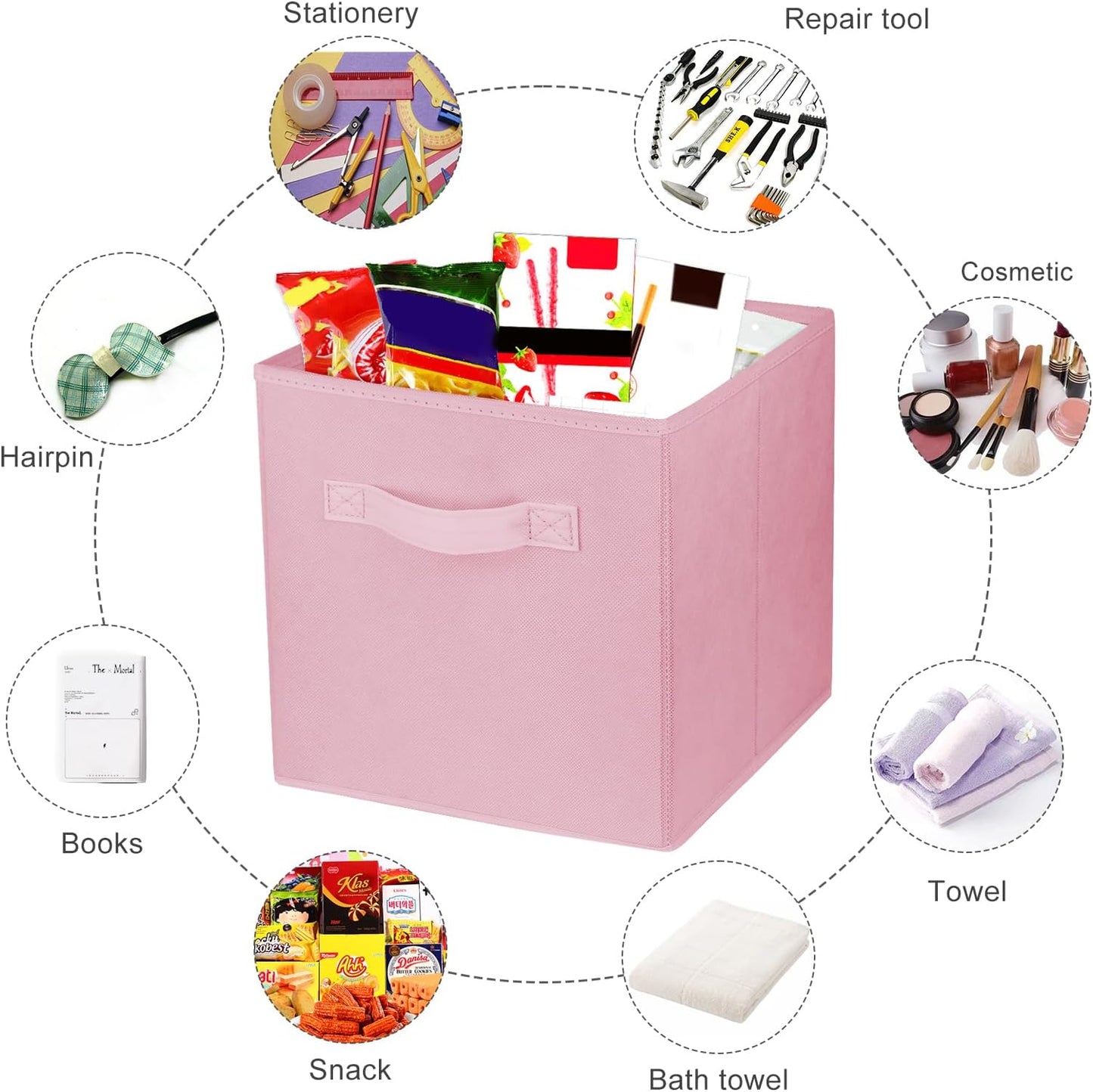 Storage Cubes by [Brand Name] - 10.5 Inch Collapsible Fabric Bins for Organized Closets & Offices | Pink