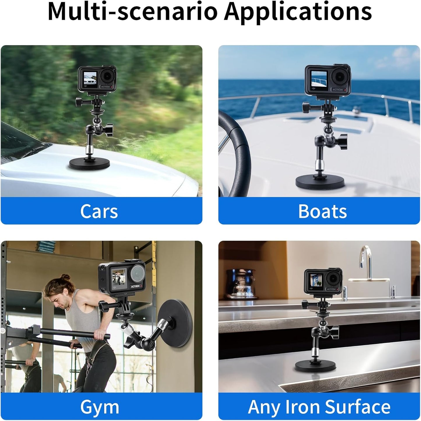 Selens 88MM 6inch Adjustable Car Magnetic Camera Mount Kit: Magnetic Base and Magic Arm, Magnet Mount for Action