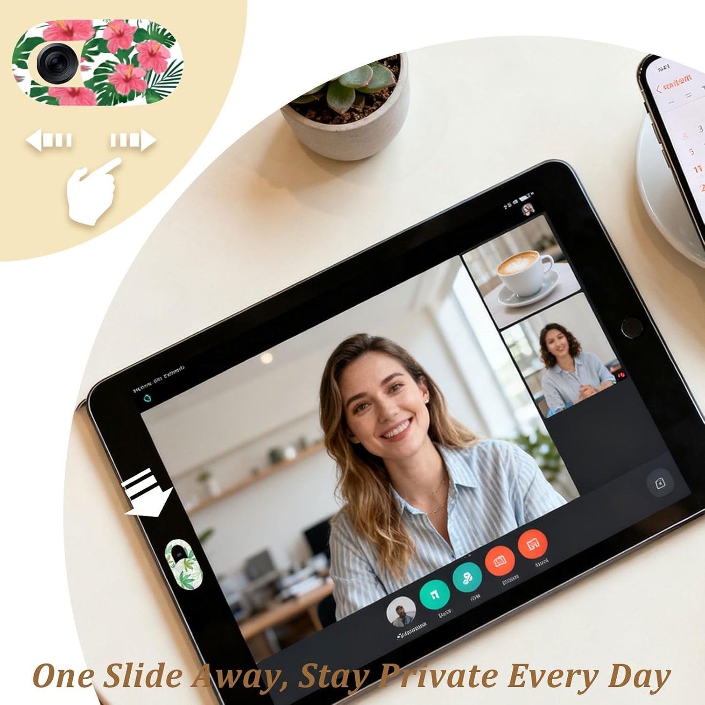 Brvlsoc 10-Pack Laptop Camera Cover Slide Cute Ultra Thin Floral Webcam Cover for iPhone, iPad, MacBook, Laptop, PC