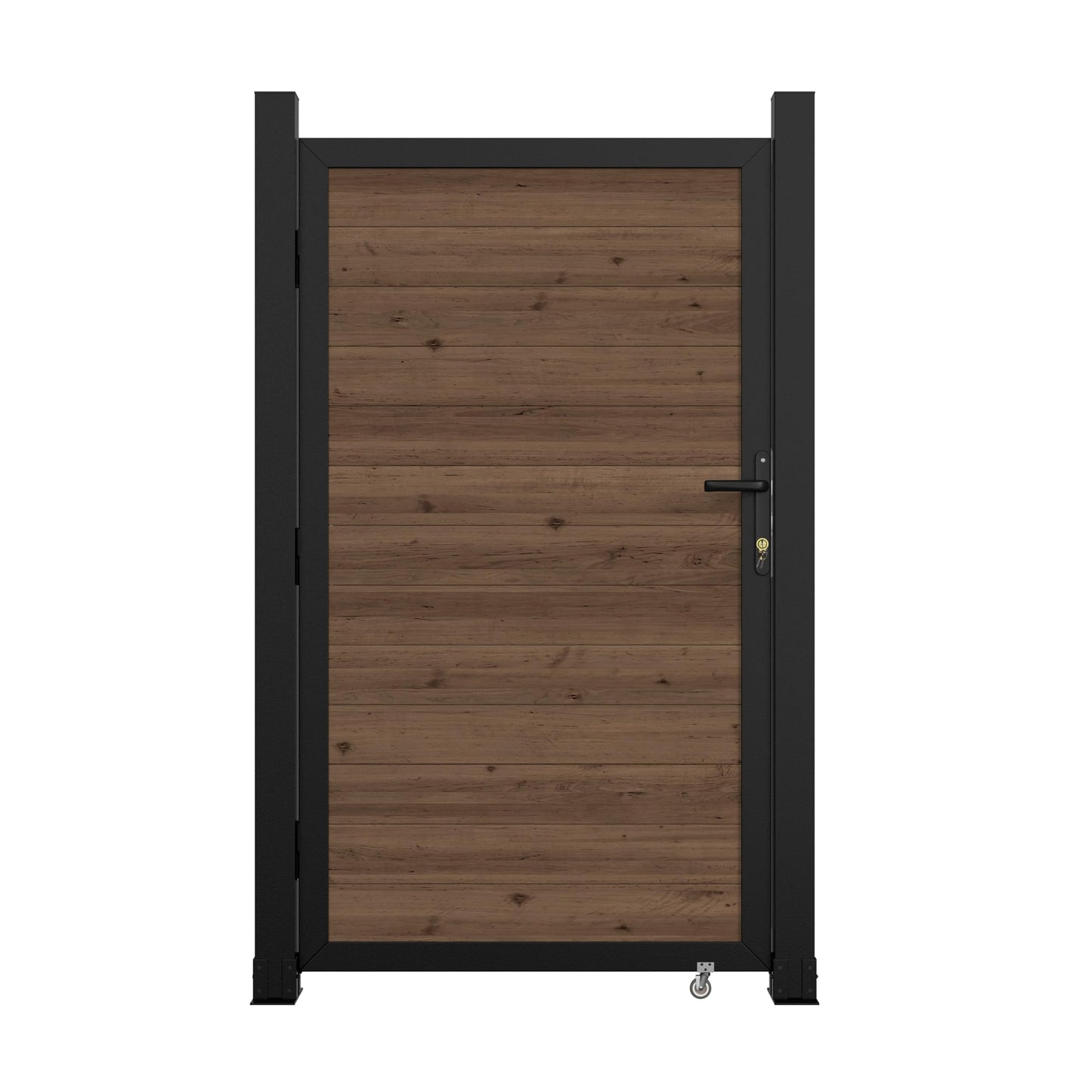BlueWish 6 x 3 FT Cedar Wood Fence Gate Kit, Board-on-Board Privacy Fence Gate, Aluminum Frame with Security Lock System, Outdoor Garden Yard Complete Gate Kit for Backyard, Pool, Brown