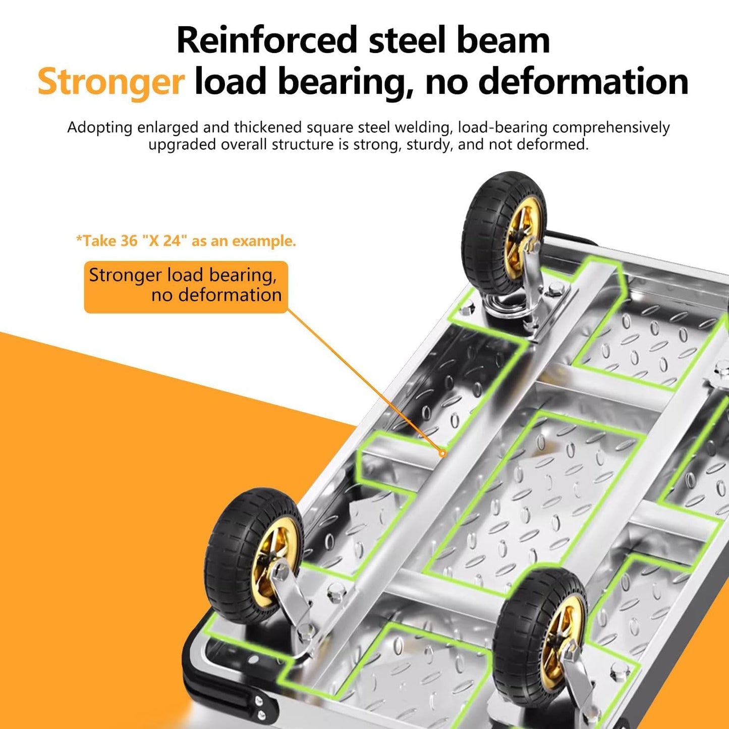 YAOYAO LAND Foldable Platform Truck Push Dolly Heavy Duty 2000 lb. Weight Capacity with Brake and 6" 360 Degree Swivel Wheels