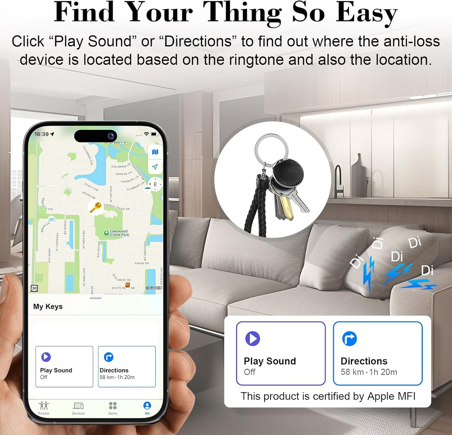 ssltvti IP68 Air Tracker Tag, Smart Tag Bluetooth Tracker Works with Apple Find My (iOS Only), Waterproof, Replaceable