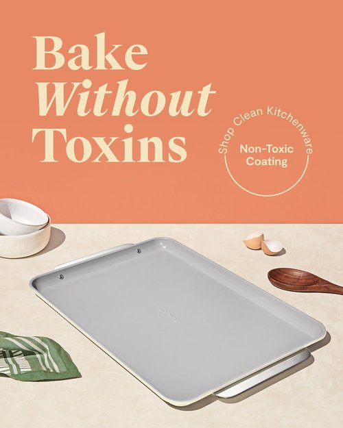Caraway Non-Stick Ceramic Baking Sheet Duo - Non-Toxic, PTFE & PFOA Free - Ideal for Baking & Roasting - Large (18" x 13") - Cream