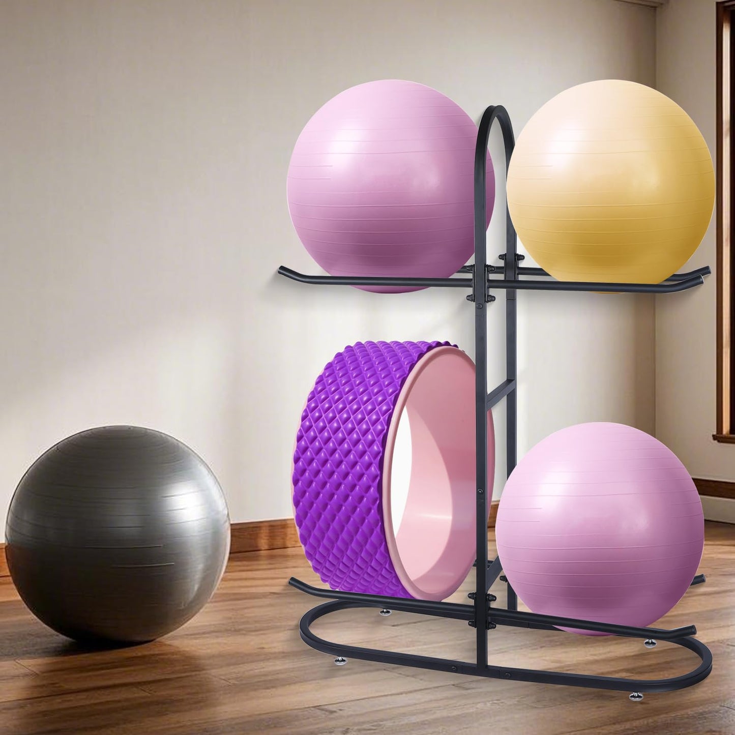 MEIPEIQIZHI Stabilising Ball Rack,Exercise Ball Holder,Medicine Ball Rack and Yoga Ball Storage Suitable for Stability Ball,Yoga Mats Home Gym and Commercial Gym