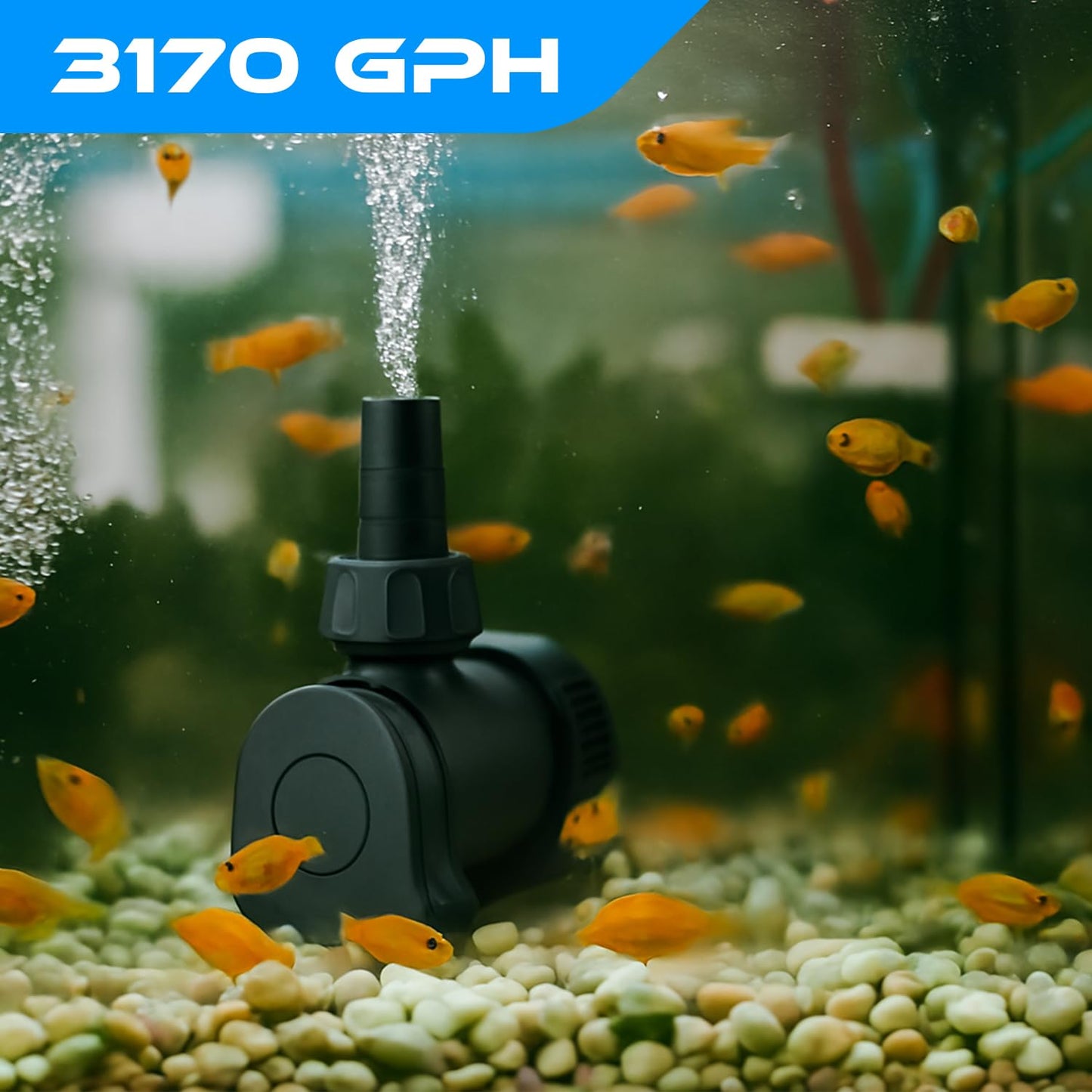DAI BAO 3170 GPH Intelligent ECO Amphibious Water Pump - Sine Wave Technology with Controller for Hydroponics & Aquariums, 88W