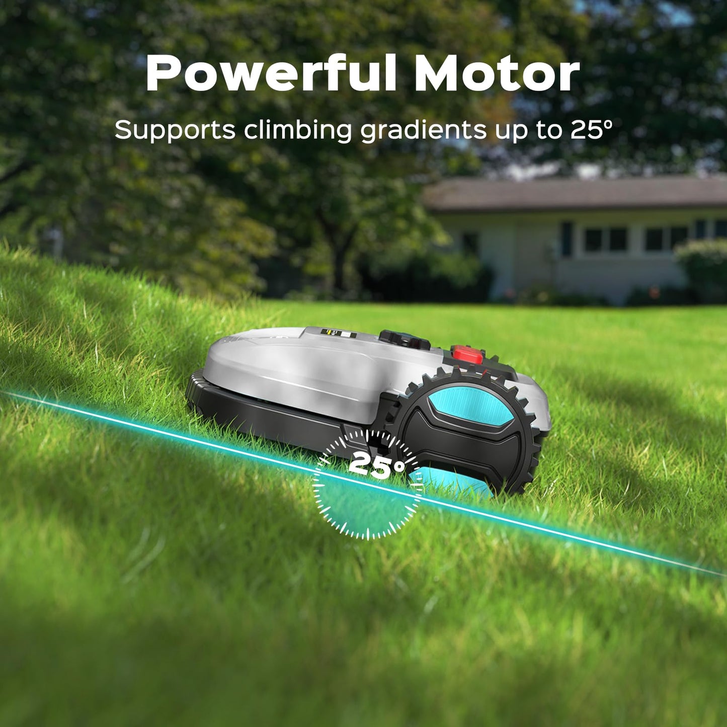2026 New Robot Lawn Mower with App Control – Features Adjustable Cutting Height, Auto-Charging, Obstacle Detection and Brushless Motor for Lawns Up to 1/8 Acre, Gray