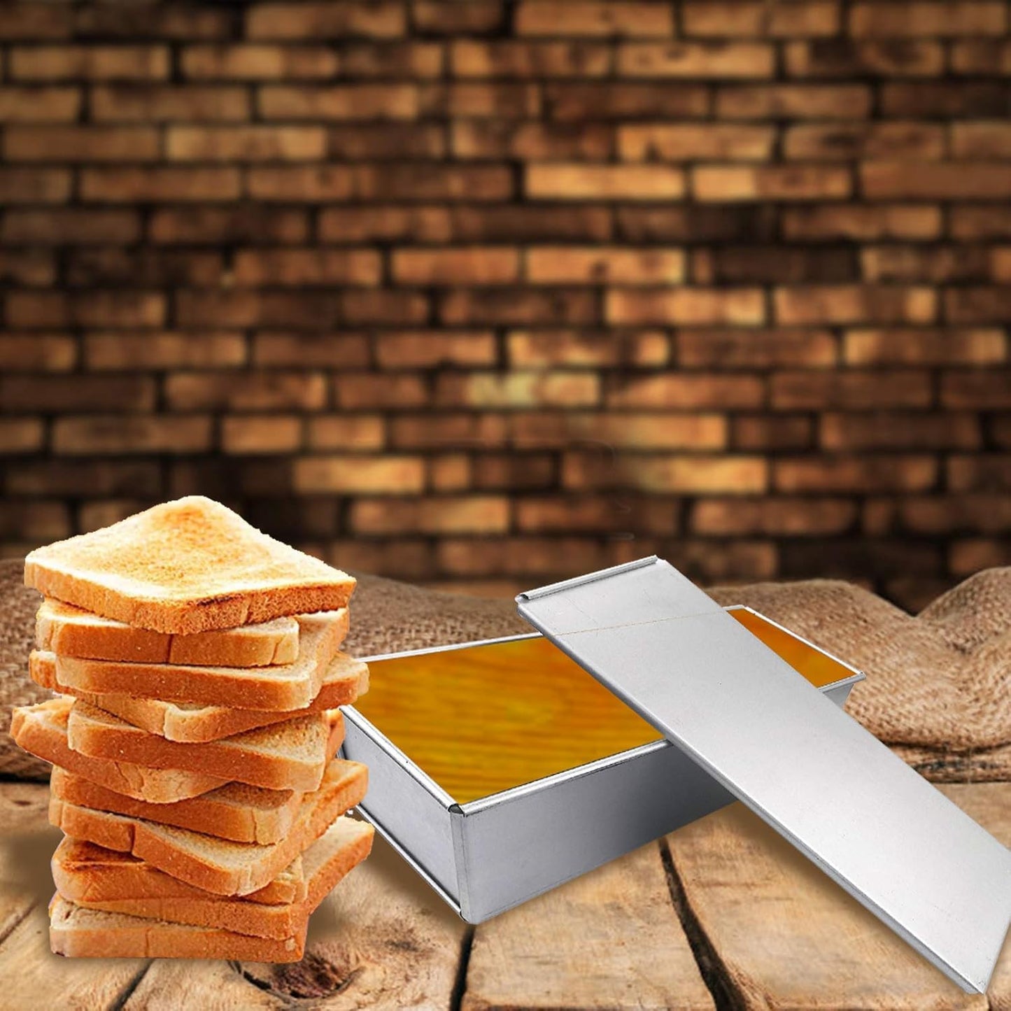 BAKERS PARDISE Loaf Pan with Tin Lid 1.1LB Dough Capacity Bread Loaf Pans Aluminium Bread Mold Baking Non-Stick Bread Container Toast Mold for Bakeware Ovenware - Kitchen & Bakery Use (9X3.75X3.5)