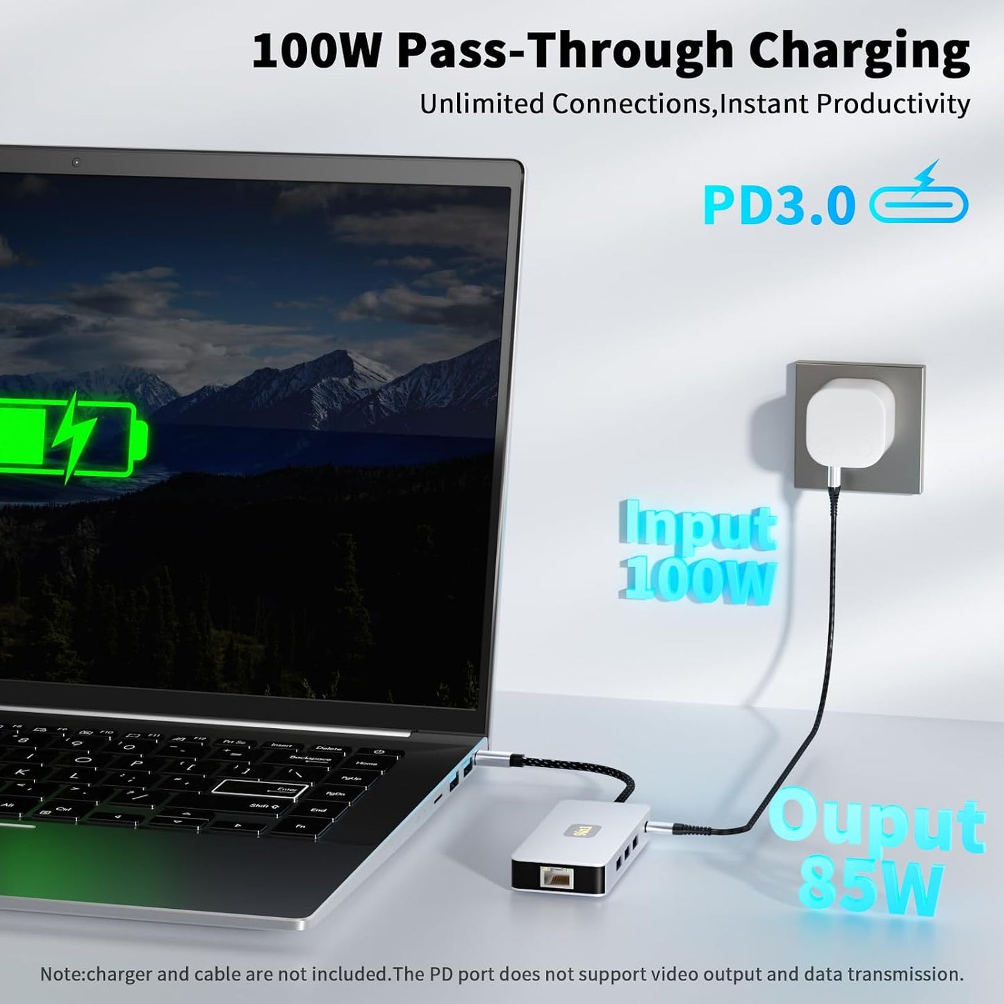 Aplimln 9 1 4K@60HZ RJ45 3 3.0 100W, USB C Hub, in USB C to HDMI Multiport Adapter, Gigabit Ethernet, USB Ports, SD/TF