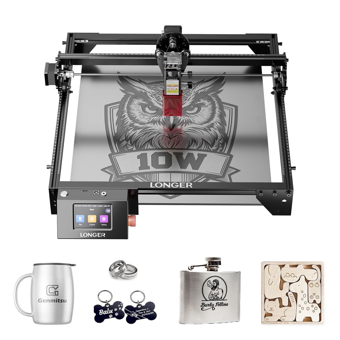 Longer RAY5 Laser Engraver, 10W High-Precision Laser Engraver, Compressed Spot CNC, App Offline Control, DIY Engraving Tool for Metal/Glass/Wood, Engraving Area 15.7 "x15.7"