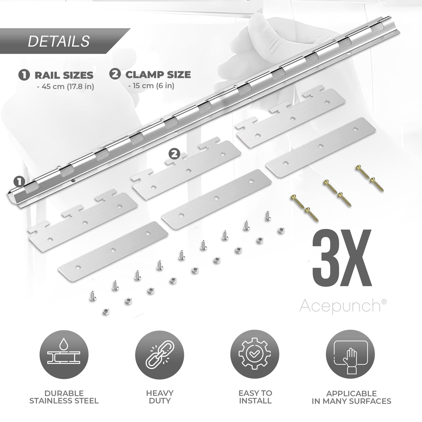 Acepunch Commercial PVC Strip Door Curtain Kit Bundle