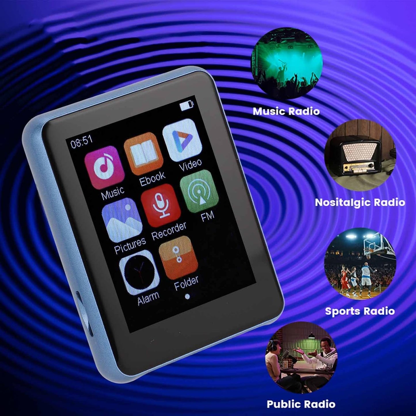 VBESTLIFE MP3 5.0, 2.4inch Mp3 Mp4 Player with Bluetooth Touch Screen Music Player Built in HD Speaker, FM Radio, Voice
