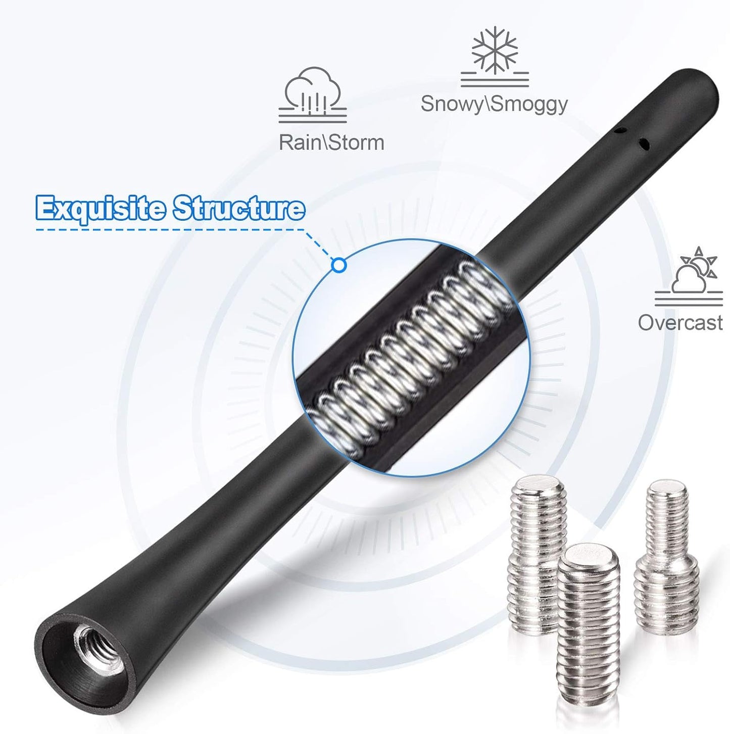 Eightwood 7 inch M4 M5 M6 Car Radio Rubber Antenna Mast FM AM Universal Roof Mount Vehicle Antennae Replacement