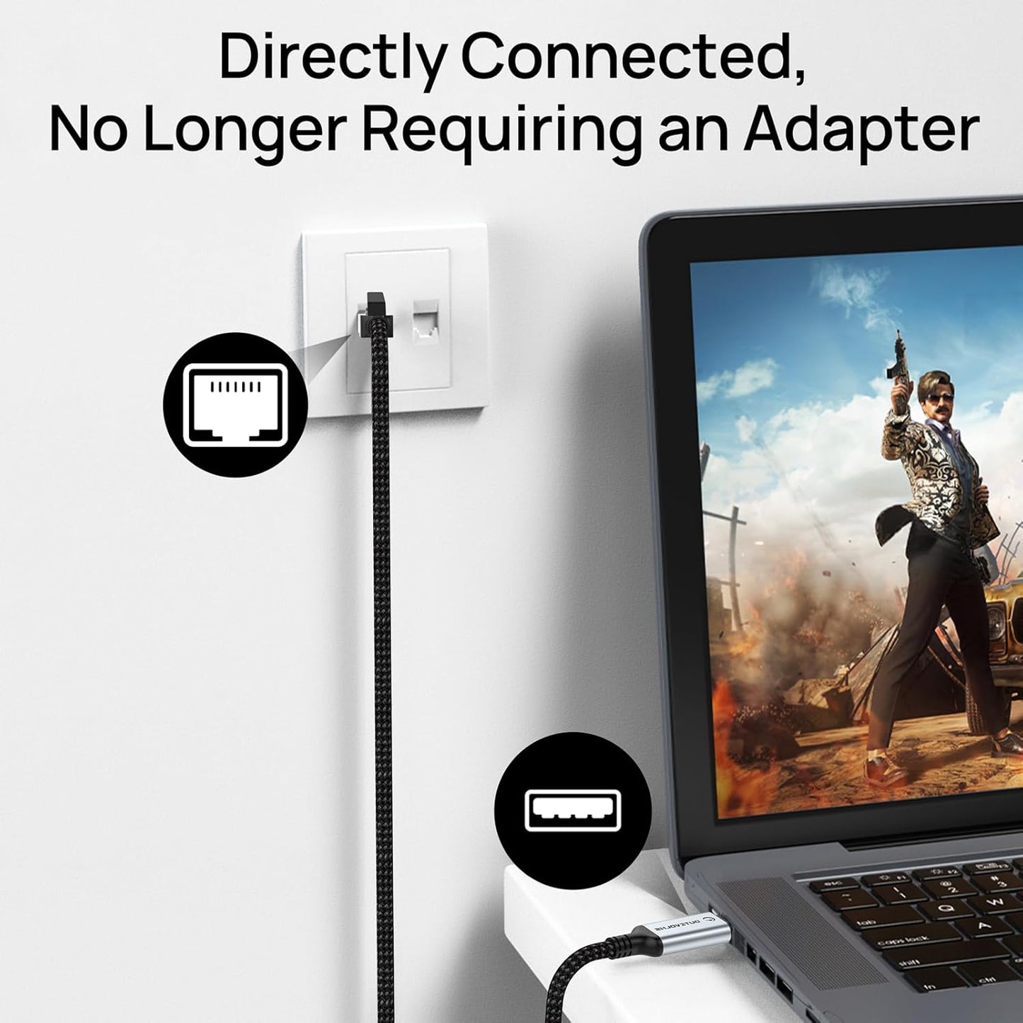 10 3.0 RJ45 10 11 USB to Ethernet Cable FT, USB A to Male Nylon Adapters, Gigabit Directly Connected, Compatible