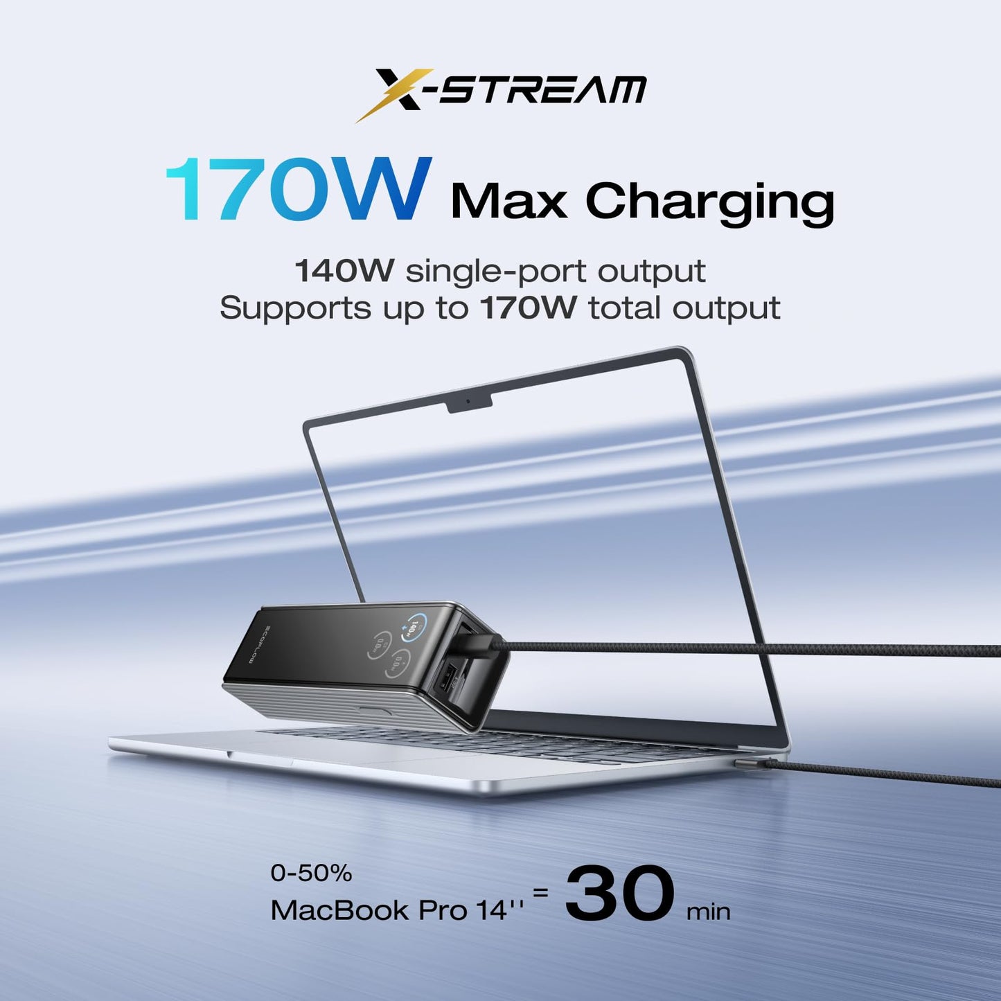 EF ECOFLOW Laptop Power Bank, 25,000mAh 170W Portable Charger with Dual 140W USB-C Ports, Smart Display, Flight-Approved for Travel, Fast Charging for iPhone 17/16 Series, MacBook, Samsung and More