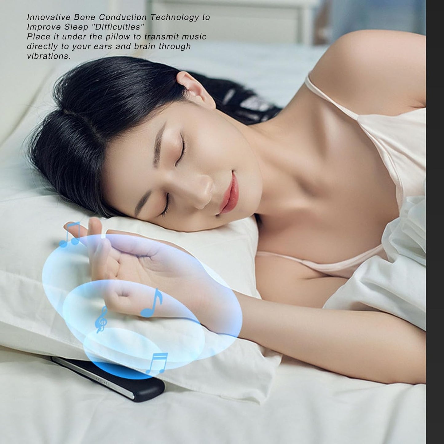 3D Diydeg Pillow Speaker, Bone Conduction Wireless Under Pillow Bluetooth Speaker with Stereo White Noise, Portable