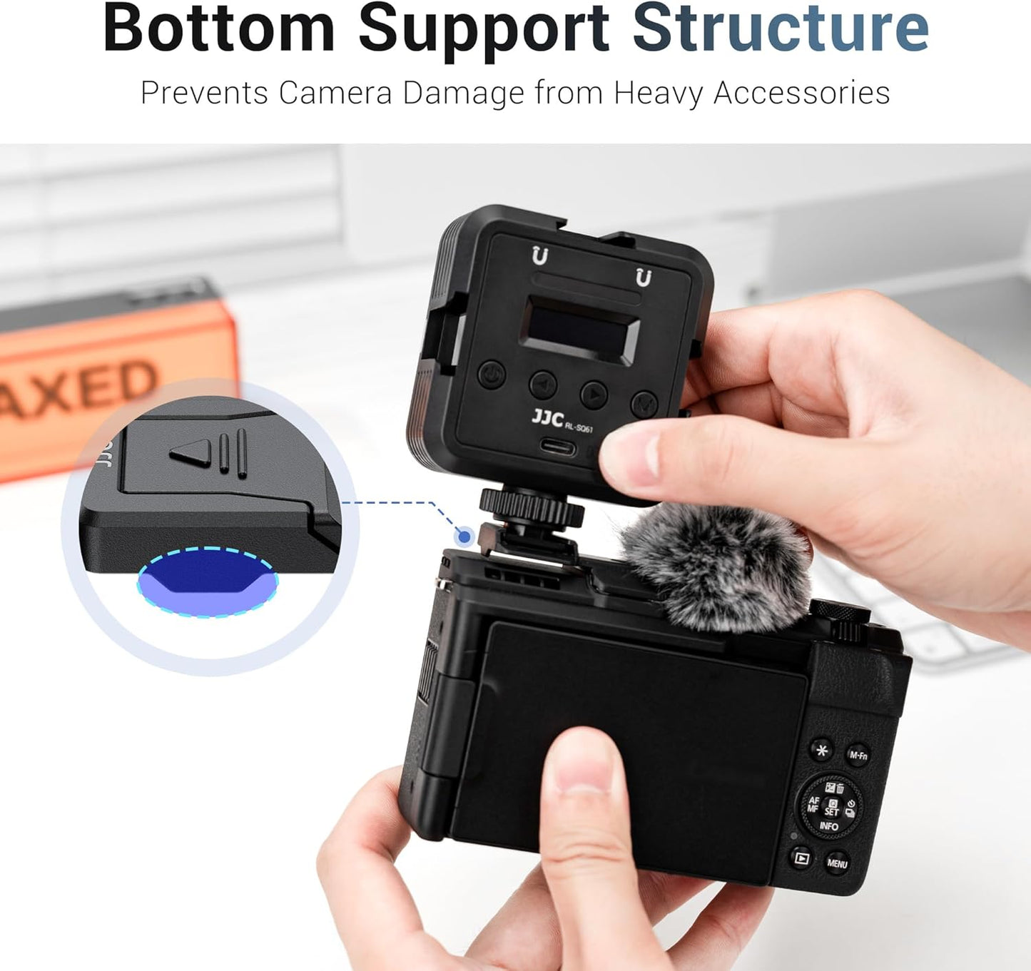 V1 V1 JJC Cold Shoe Wind Muff Windshield for Canon PowerShot Camera, Shoe Adapter Mount Holder for LED Light Microphone