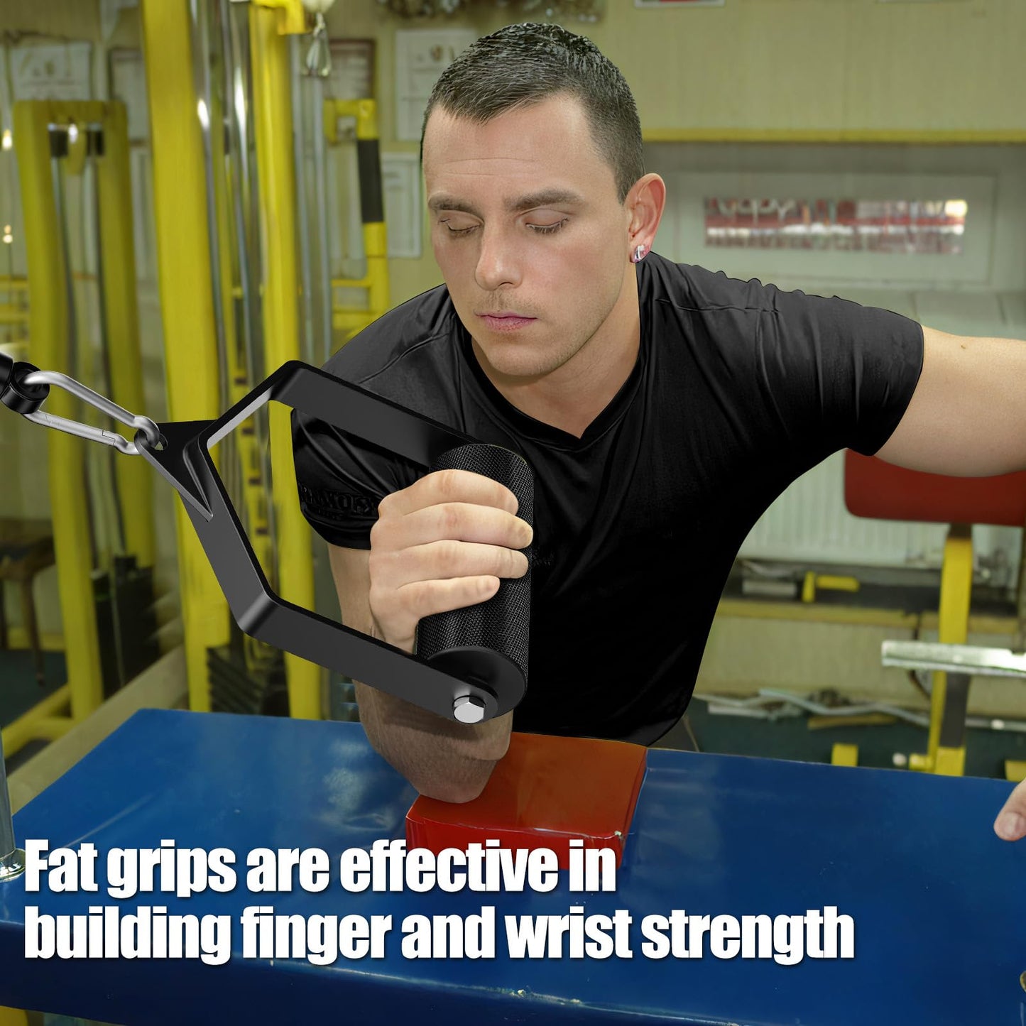 CXPZLLBNHH Pull Down Attachments for Gym, Grip Ø 2.36 in Arm Wrestling Exercise D Handle Cable Attachment, Single Arm Lifting Deadlift Handle Grip for Wrist Forearm and Grip Strength