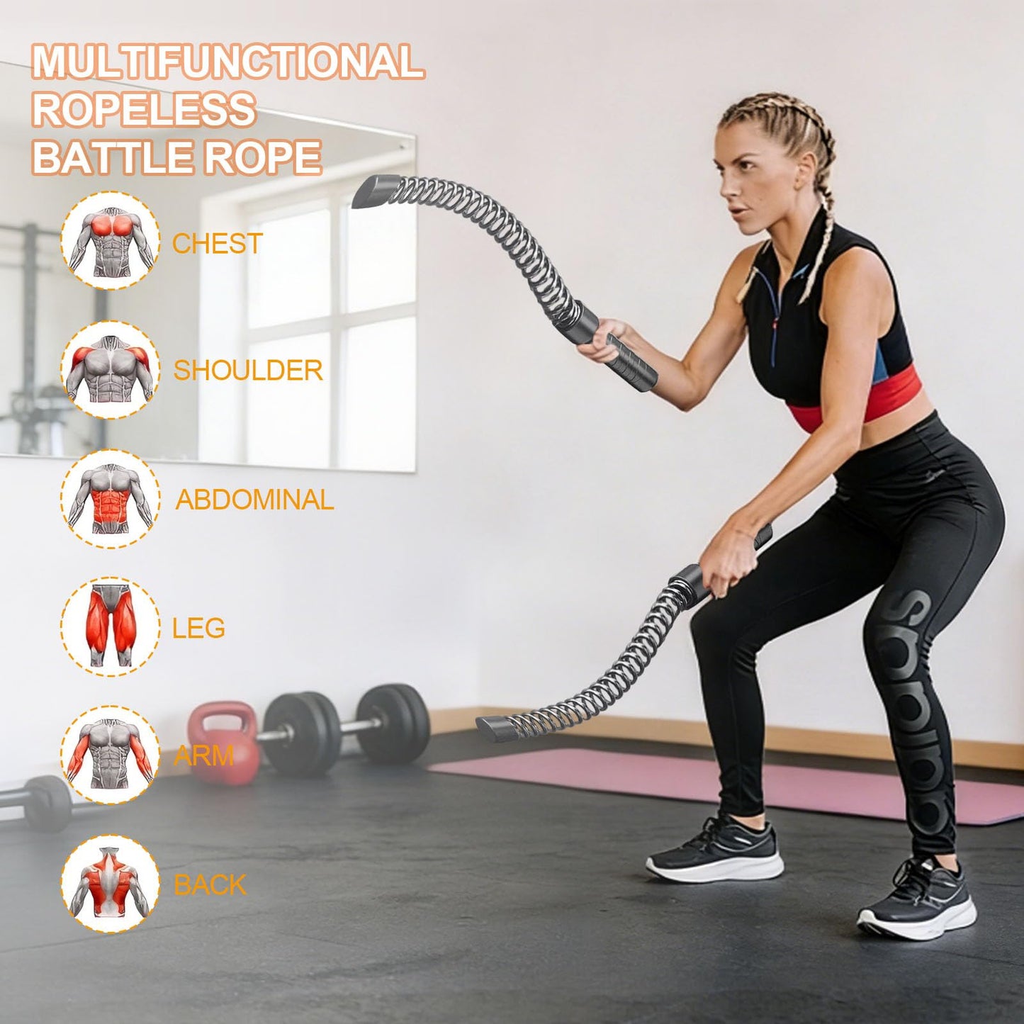 4 Pack Ropeless Battle Ropes for Home Gym, Portable Cordless Battle Ropes for HIIT and Low-Impact Aerobic Training, Versatile Exercise Equipment for Home and Travel for Men Women