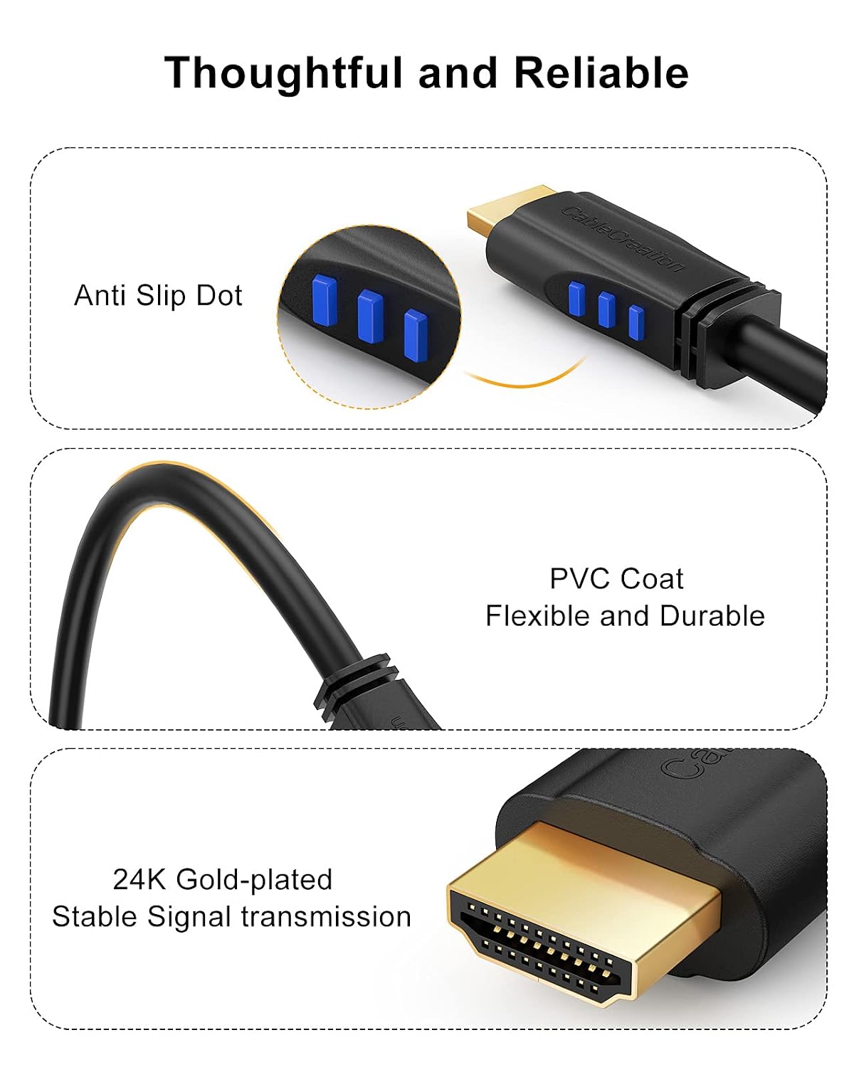4K 270 4K@60HZ 6ft CableCreation HDMI Cable Right Angle Degree Upward - Supports Ultra HD for Gaming, Streaming