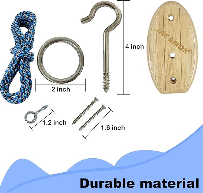 Hook and Ring Toss Game Swing Game DIY Kit -Stainless Steel Ring, Polyester Rope and Hardware