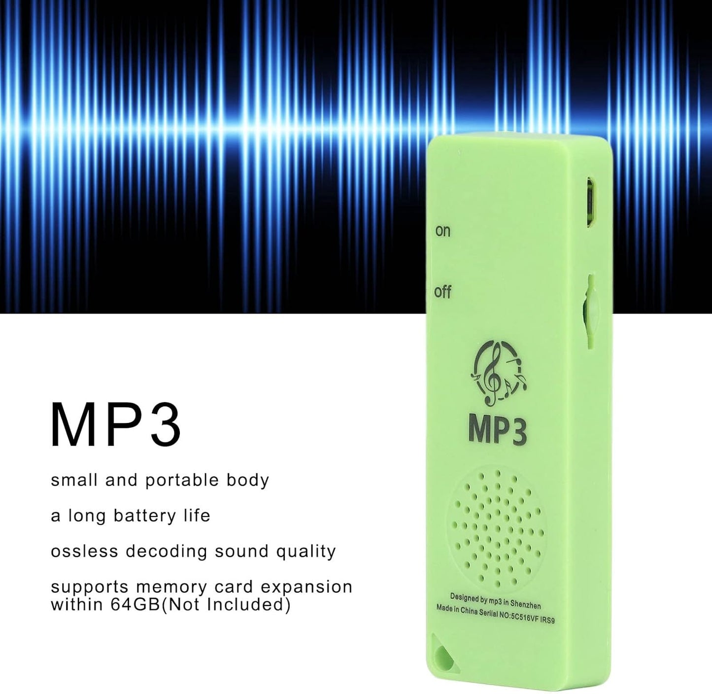 ASHATA MP3 MP3 64GB Player, Portable Music Player for Students, Lossless Sound Compact Mini Player, Supports up