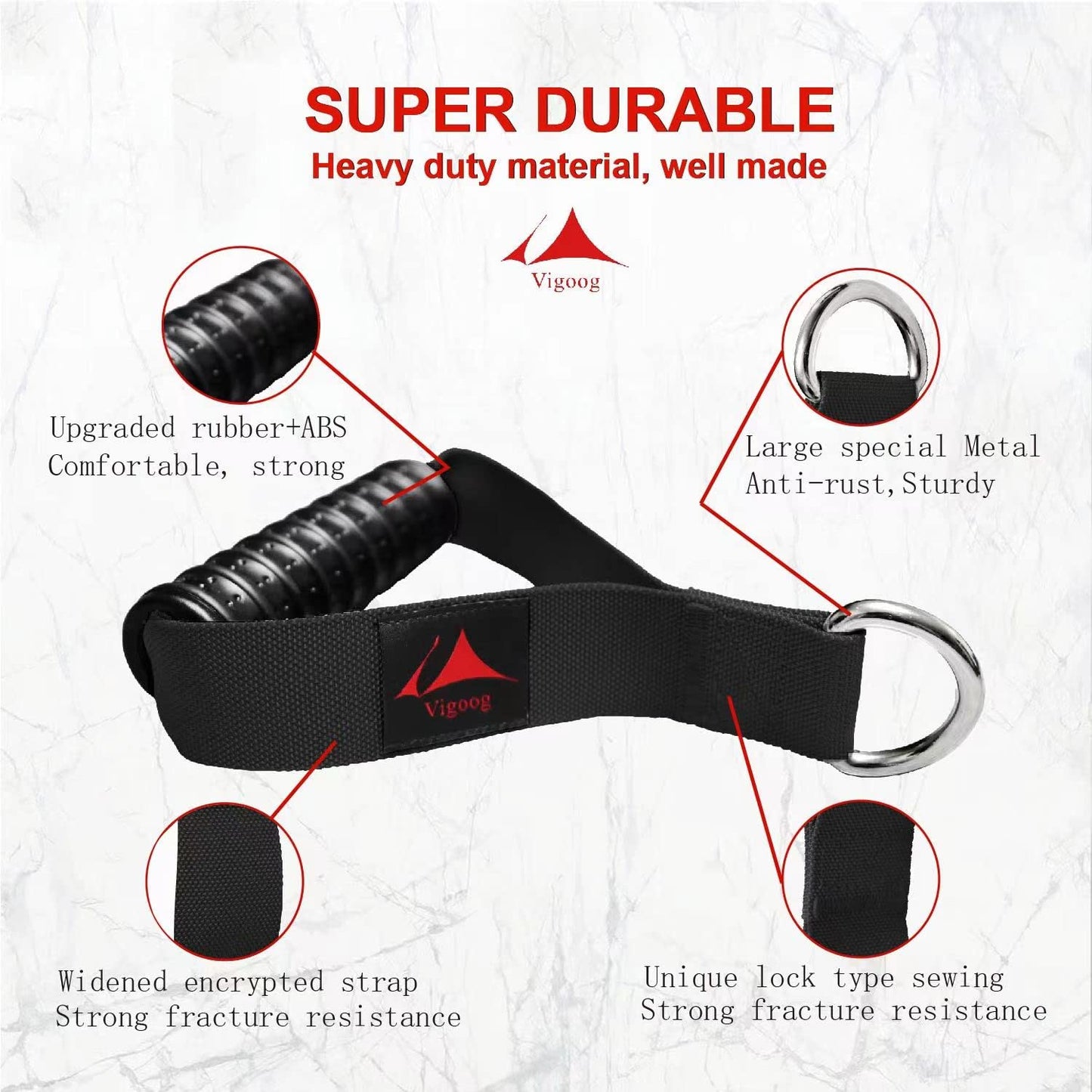 Vigoog Heavy Duty Gym Workout Handles Attachment for Cable Machine,Resistance Band,Pulley System Home Exercise Equipment, Comfortable and Stronger Grip