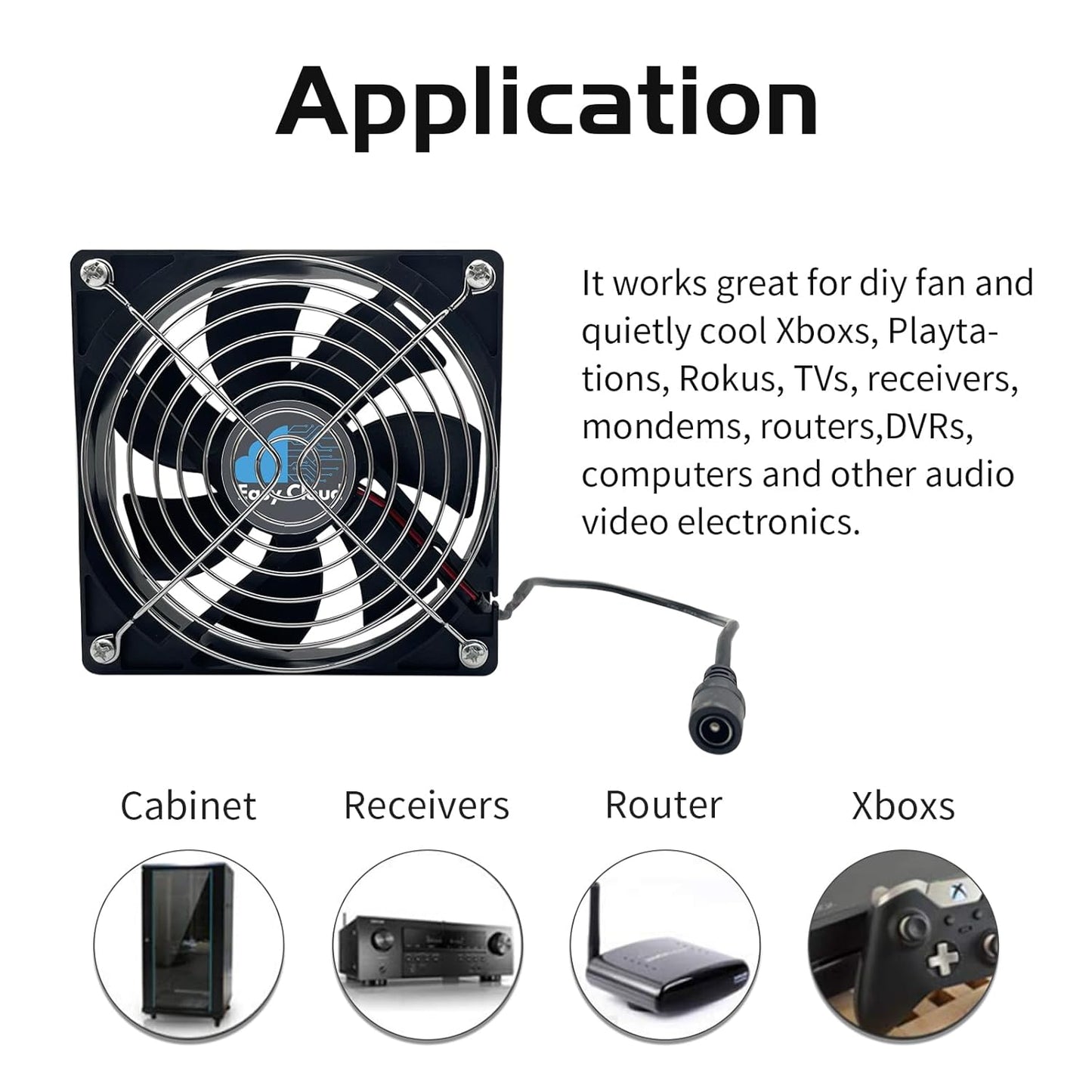 120mm 120V 110V 220V 12V Computer Fan with AC Plug, Variable Speed Axial Muffin PC Fan with Controller Small Case