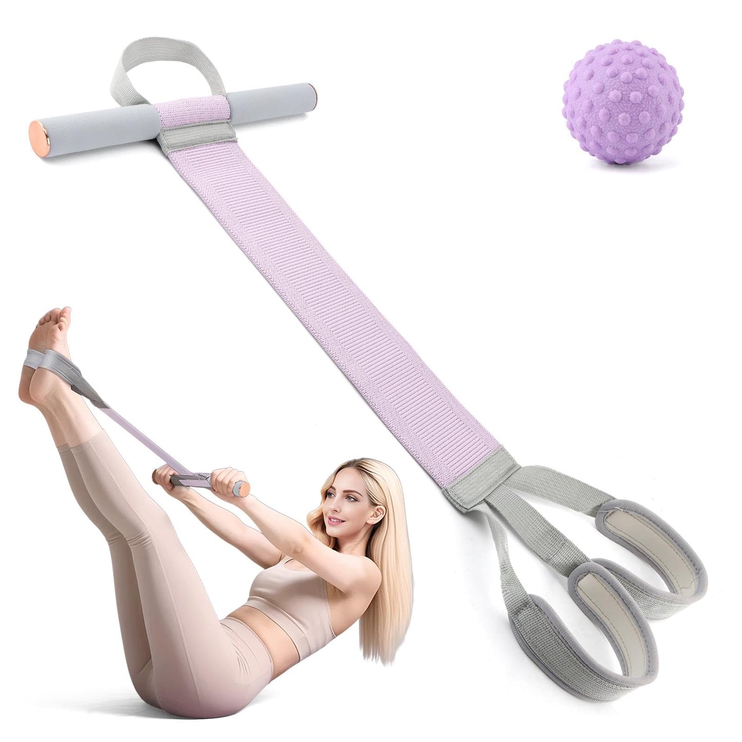 Resistance Bands with Handles and Massage Ball,Yoga Pedal Workout Bands,120 lbs Non-Slip Full Body Exercise Bands,for Muscle Training, Legs, Arms, Chest, Ankle,Wrist Workouts