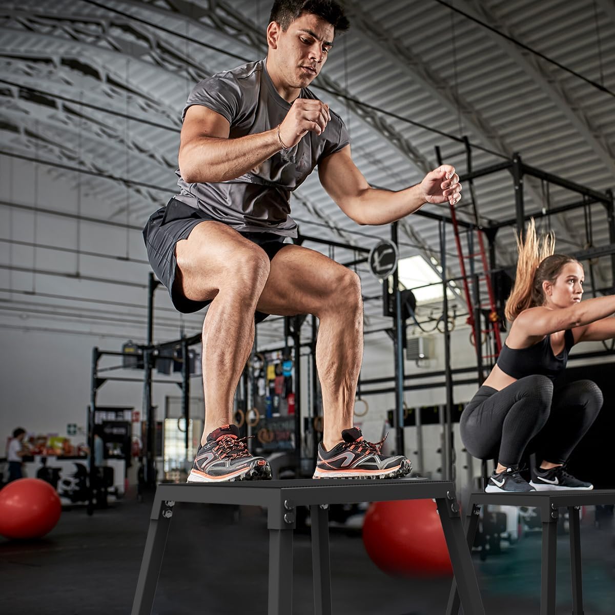 ActiveTrail Plyometric Jump Box, Steel Plyo Platform and Jumping Box, Anti-Slip Exercise Step Up Box for Home Gym Training