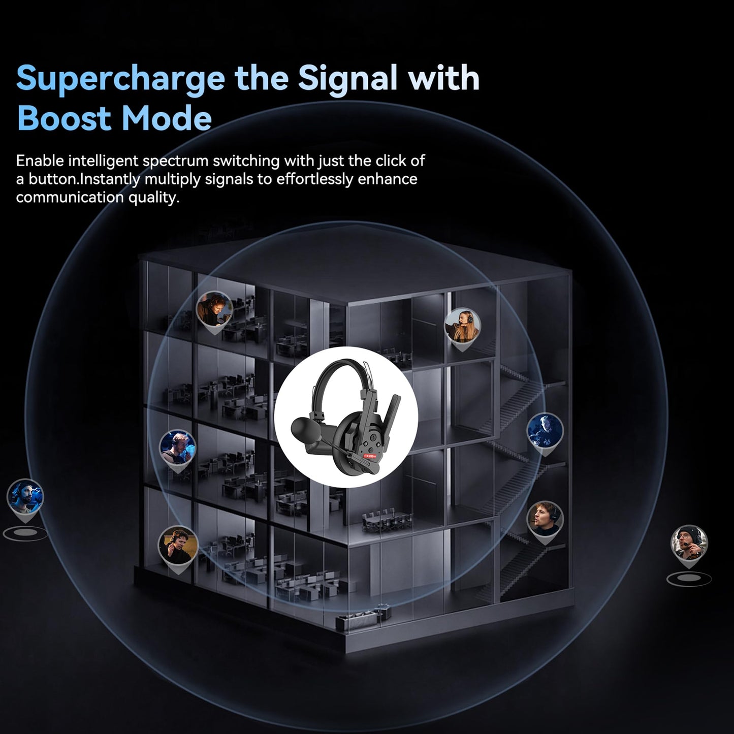 SYNCO XTalk XPro Wireless Intercom Headset with Antenna Enhanced Signal Reception 2.4GHz Full Duplex Random Master Device Design for Team Communication Headset (Xpro2 Two Users)