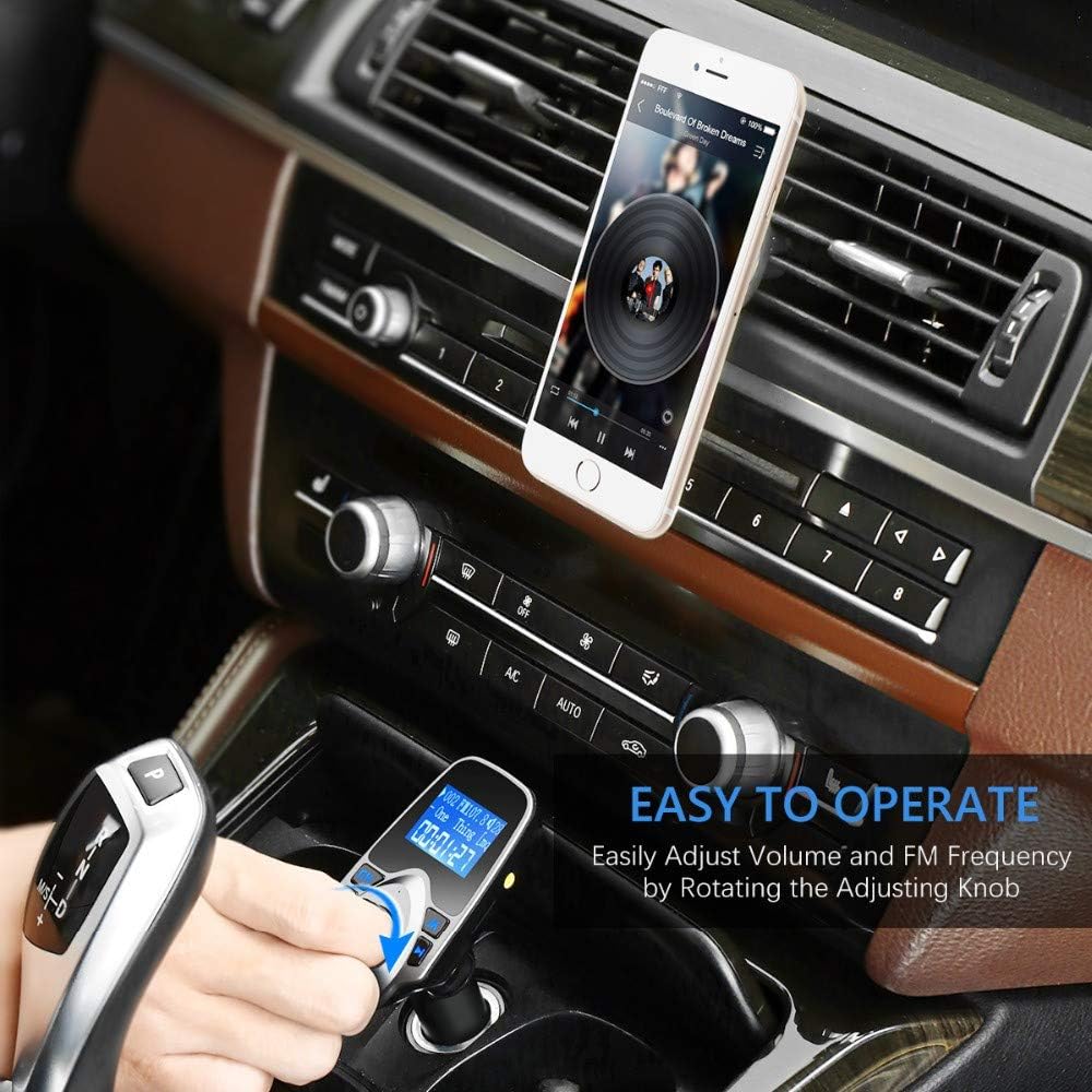 Soufyuane T11 MP3 Wireless Bluetooth FM Transmitter Handsfree Car Kit Player Wireless Bluetooth Adapter with Dual USB