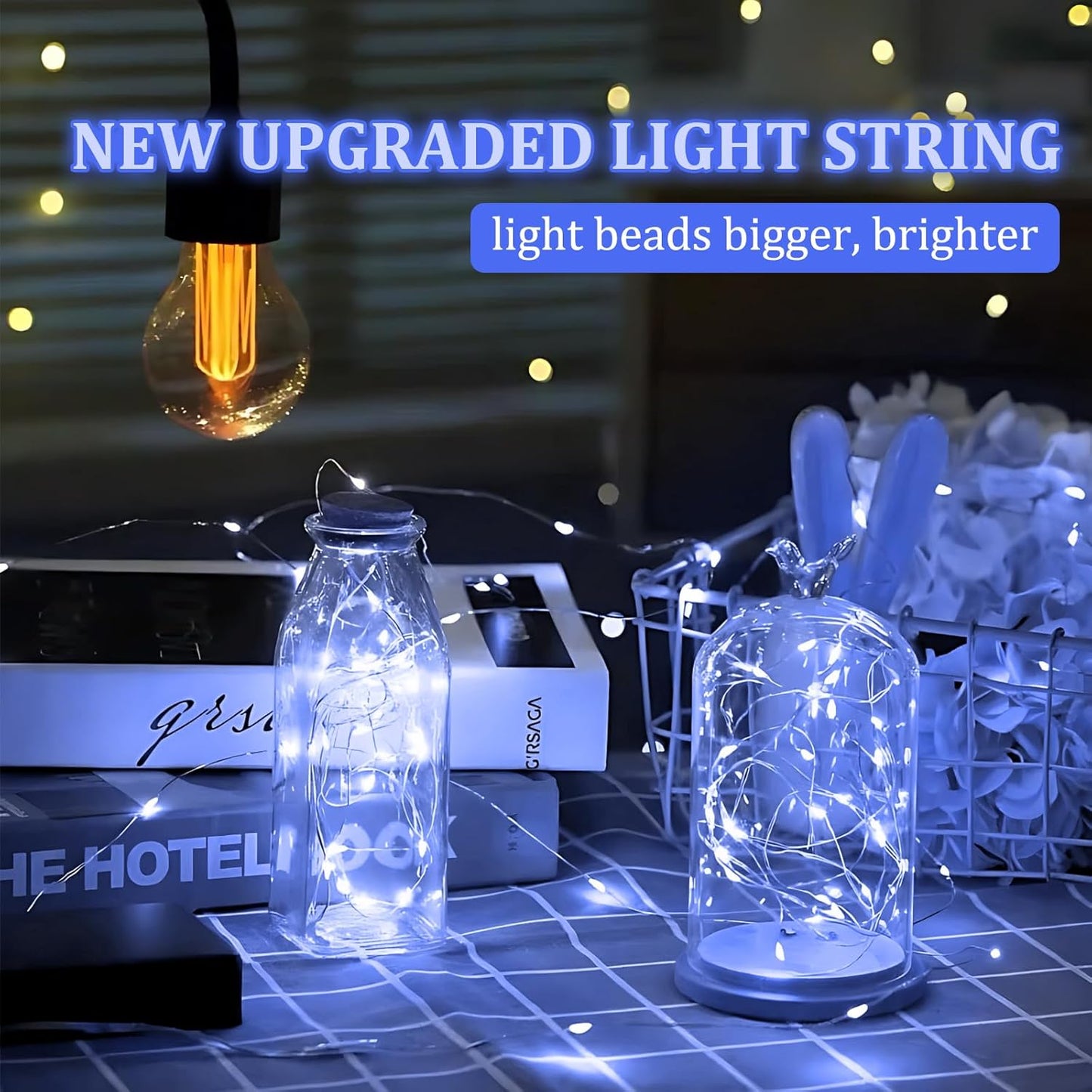 Skiennix LED Fairy Lights - Waterproof Battery Operated Silver Wire String Lights | 7 Feet, 20 LEDs for DIY Decor