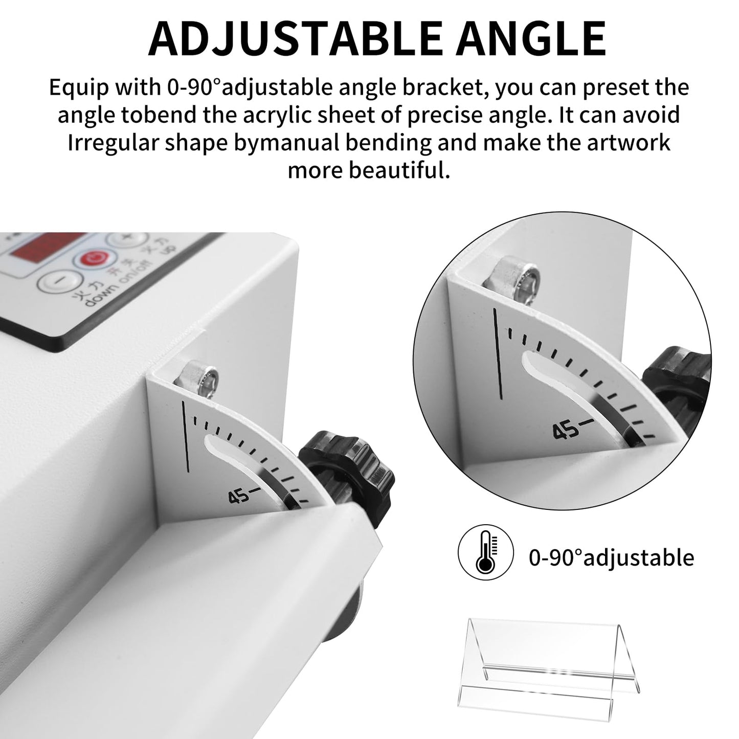 RUOXIJUFU 24inch Acrylic Bending Machine, 110V PVC Plastic Bender with Bracket Angle Adjustment, 60cm Plastic Heat Bending Machine Heater 0-450℃