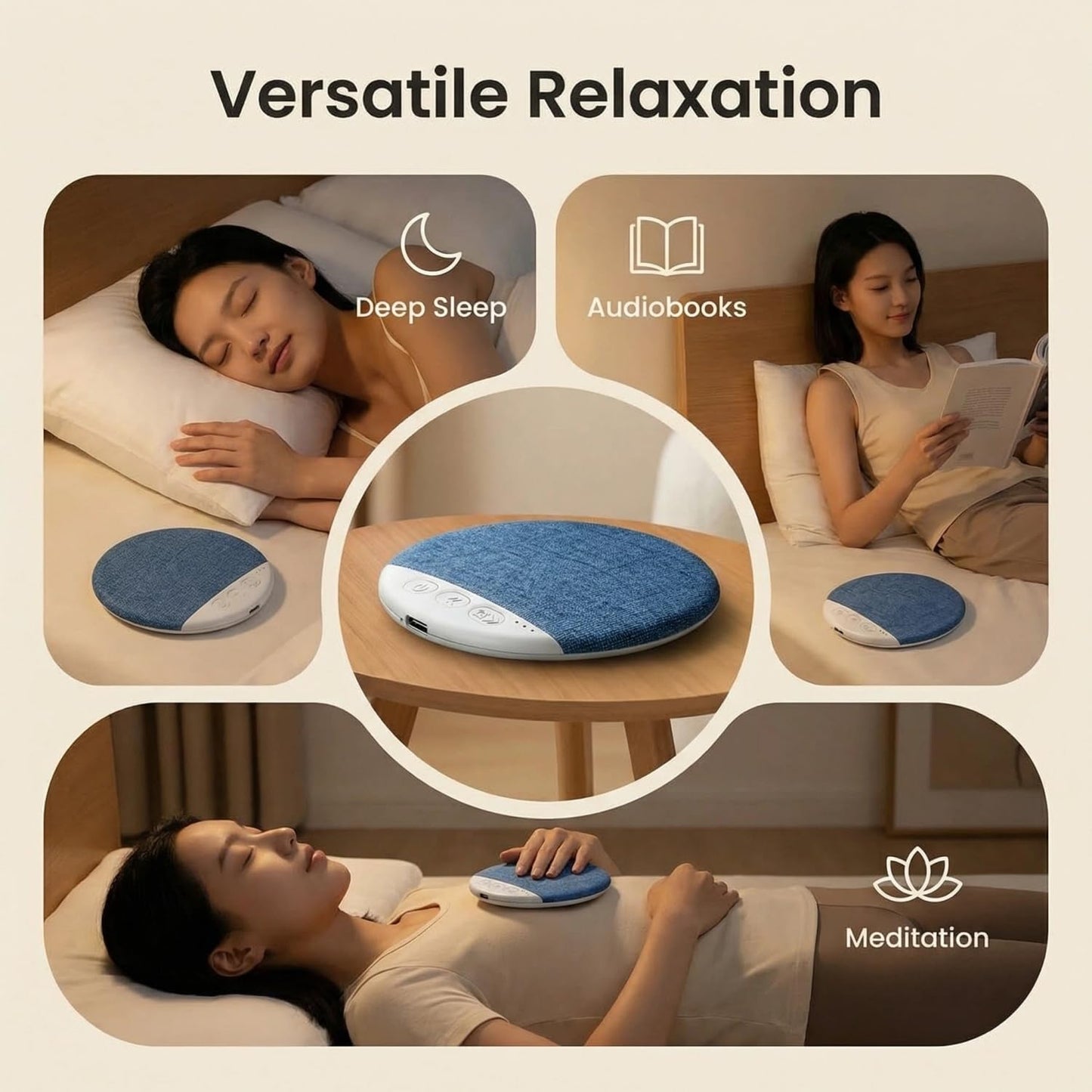 Learoin 2026 Sleep Pillow Speaker, Upgrade Bluetooth Pillow Speaker for Sleeping, Ultra-thin Pillow Speaker with White