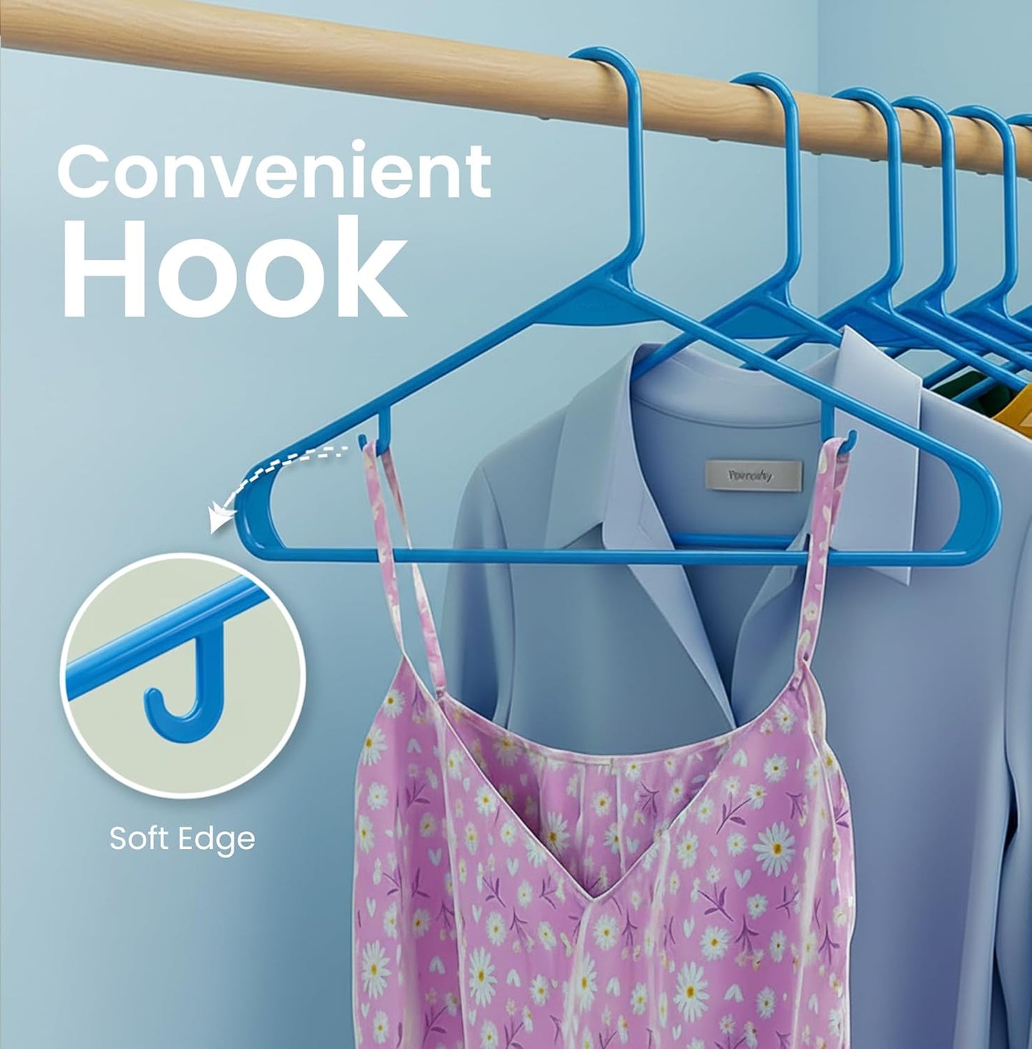 Utopia Home Clothes Hangers - Durable Plastic Hangers with Hooks | 30 Pack in Blue