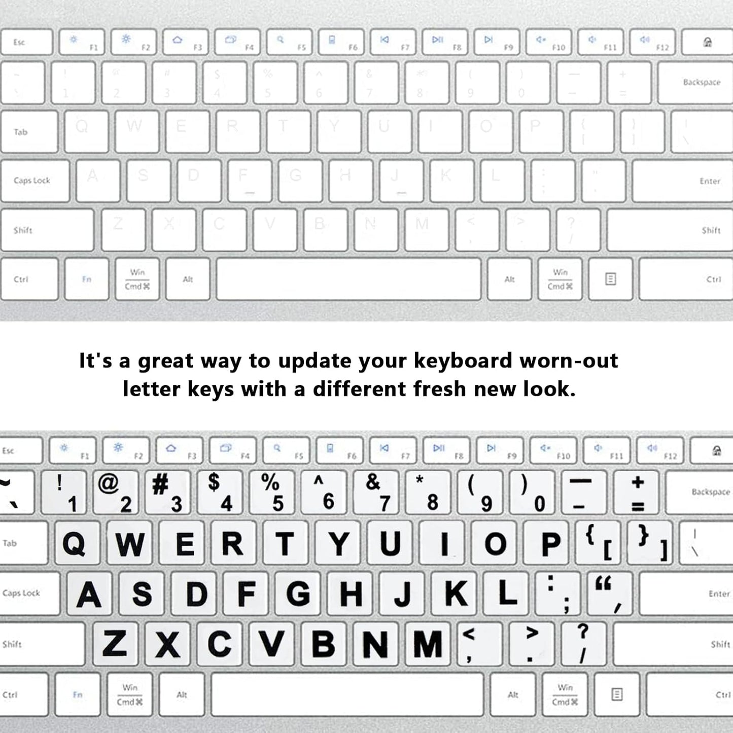 2Pcs Universal English Keyboard Stickers for PC Computer Mac Laptop Desktop Keyboard, English Keyboard Replacement