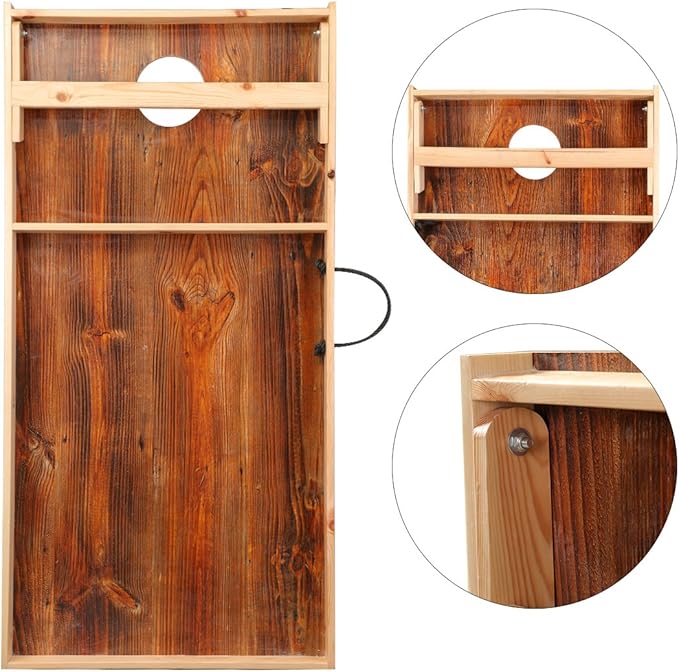 UKASE Solid Wood Regulation Size Cornhole Set Portable Bean Bags Toss Game with Durable Wood Grain Printed Surface and Underneath for Indoor and Outdoor