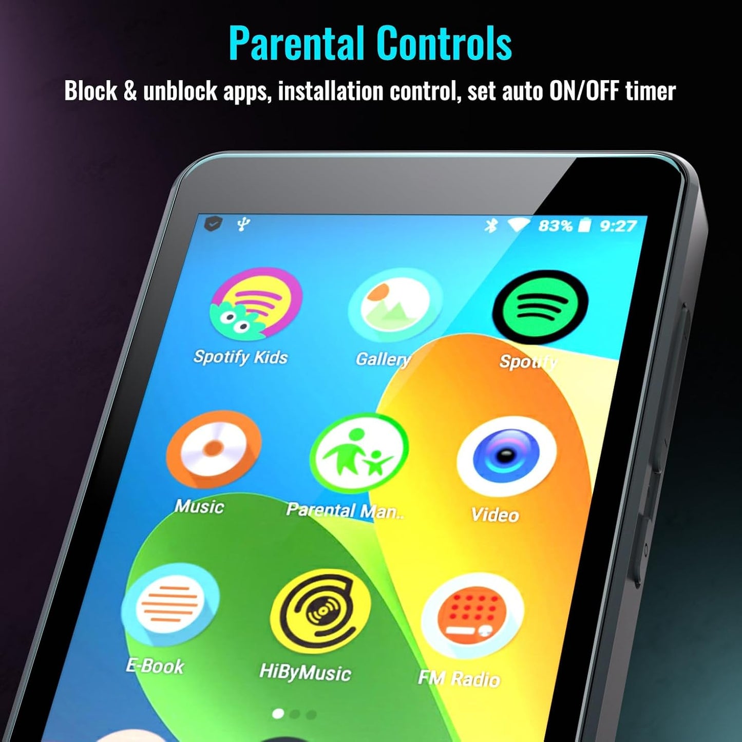Luoran MP3 4.0" MP4 256GB Kids Player with Parental Controls, Spotify Kids, Spotify, Audible, Amazon Music, IPS Music