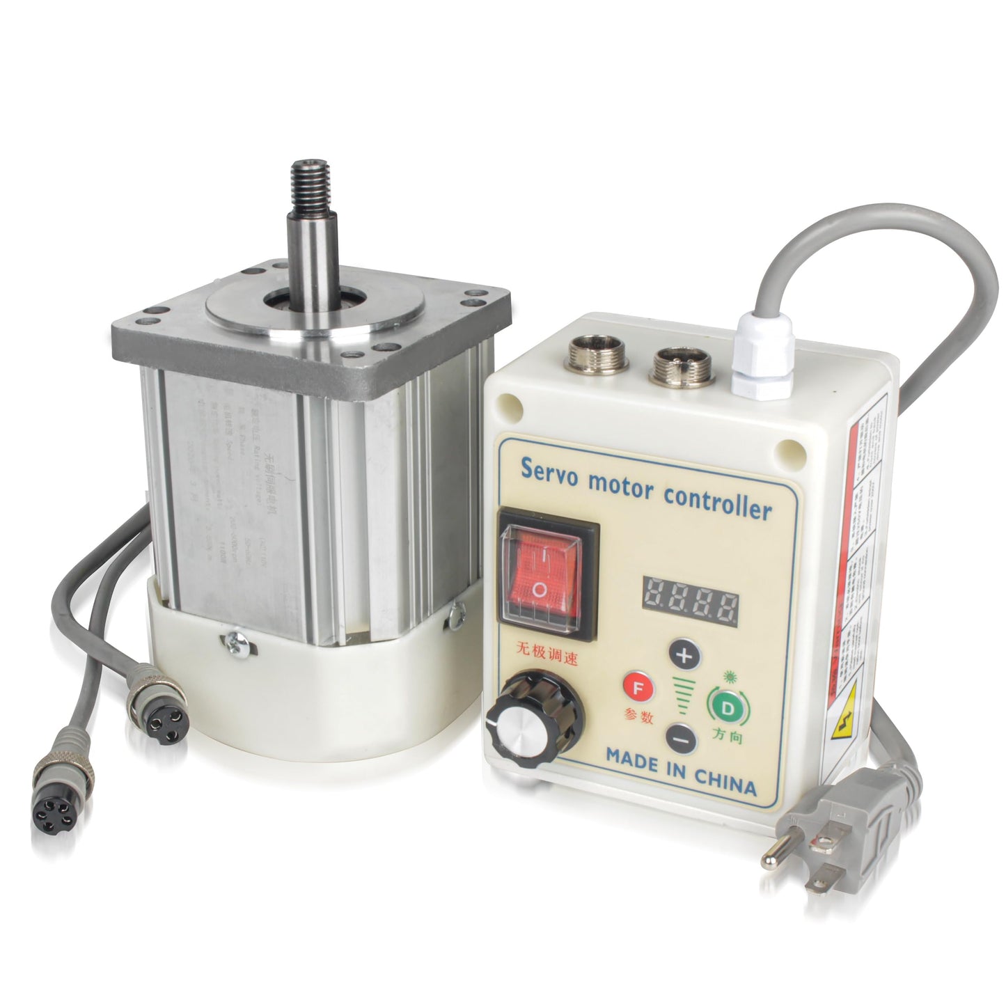 CNCTOPBAOS 1100W AC Servo Motor Kit 110V, 1.1KW 1.5HP 3.55N.m 89mm Flange 15mm Thread Shaft, 200-6000RPM Speed Adjustable CW/CCW Permanent Magnet Brushless Servo Controller for Lathe Milling Machine