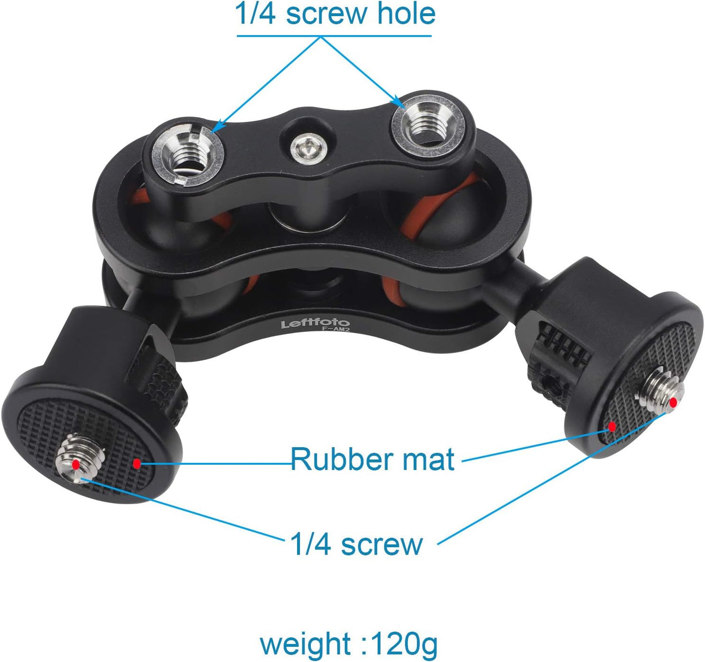 Leftfoto 360 Articulating Double Ballhead Magic Arm Monitor Mount, Double Ballheads Degree Rotation for DSLR Field