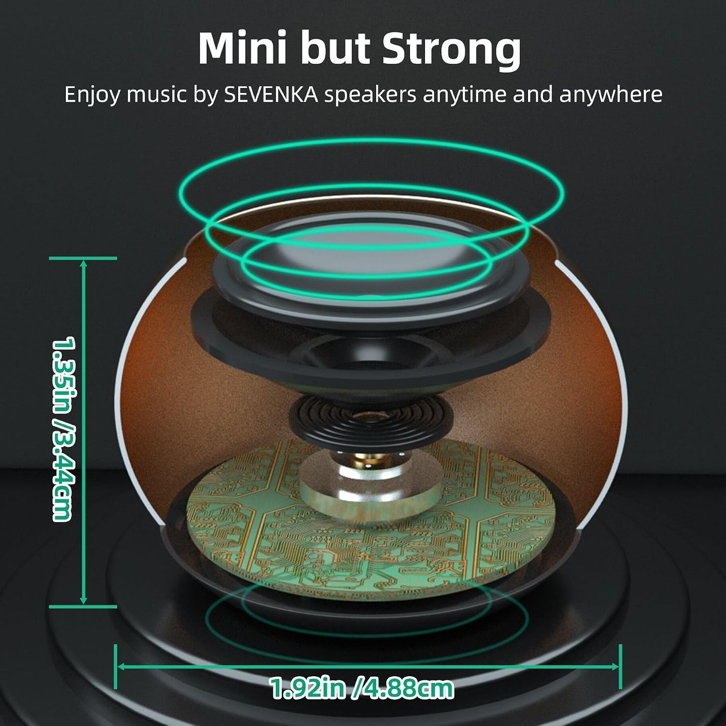 SEVENKA 2 3W Bluetooth Mini Speakers, Small Portable Wireless Speaker with Lanyard, Water Resistant, Wireless Stereo