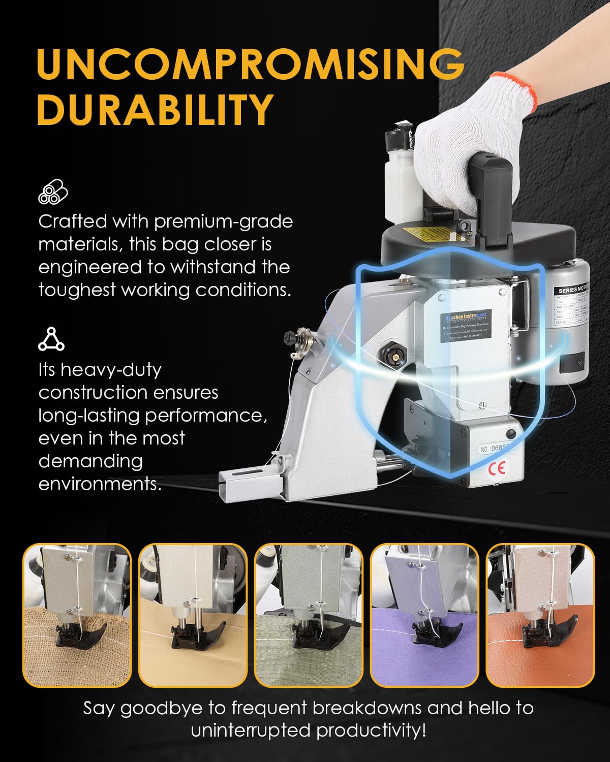 Heavy Duty Bag Sewing Machine – Industrial Bag Sealer for Woven Polypropylene, Jute, Burlap, Paper, and Plastic Bags – Bag Closer for Agriculture, Feed, Grain, Flour, Cement, Sand, Fertilizer
